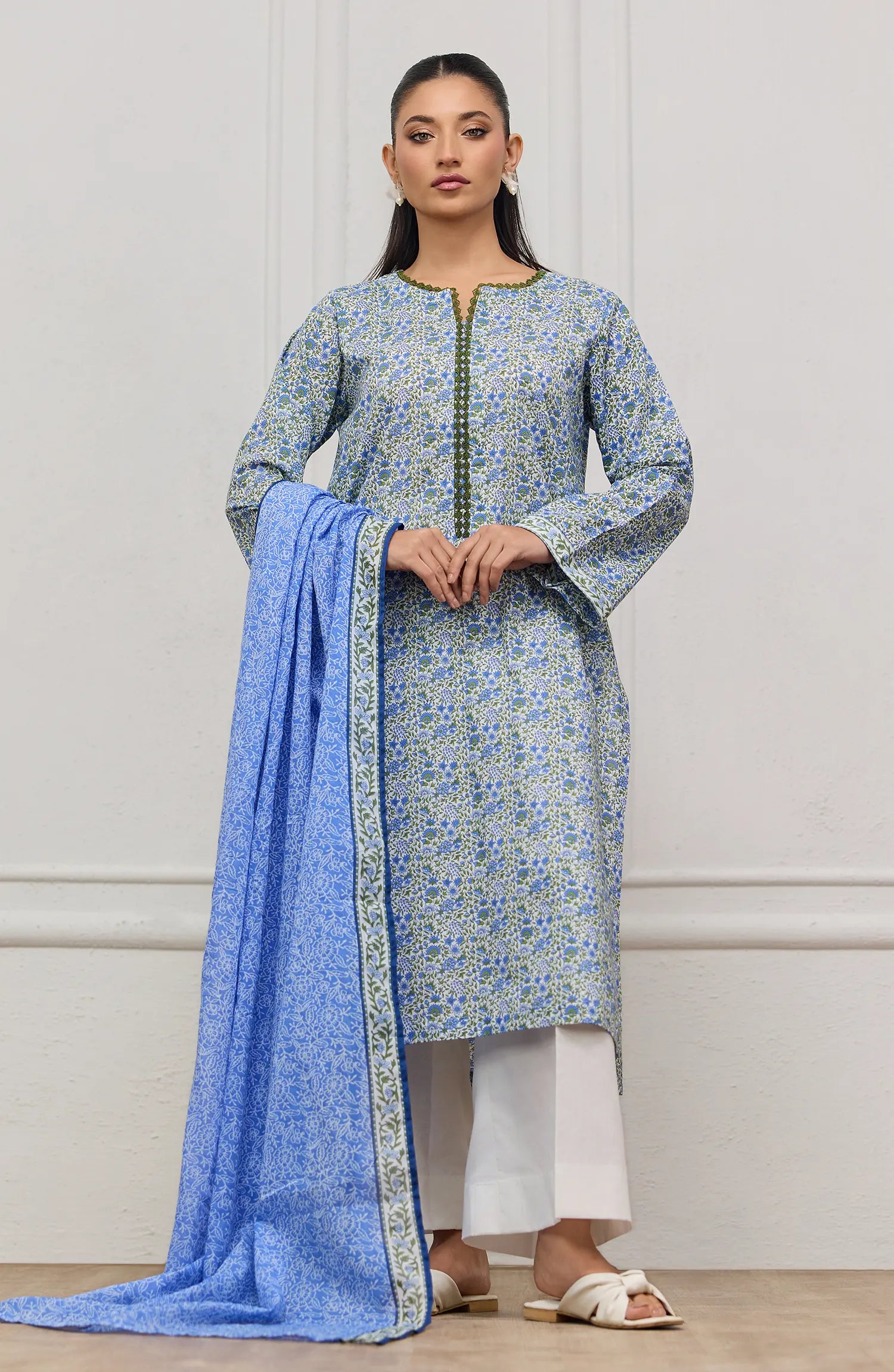 Unstitched | 3 Piece | Printed | Lawn Shirt | OTL-20445/U WHITE