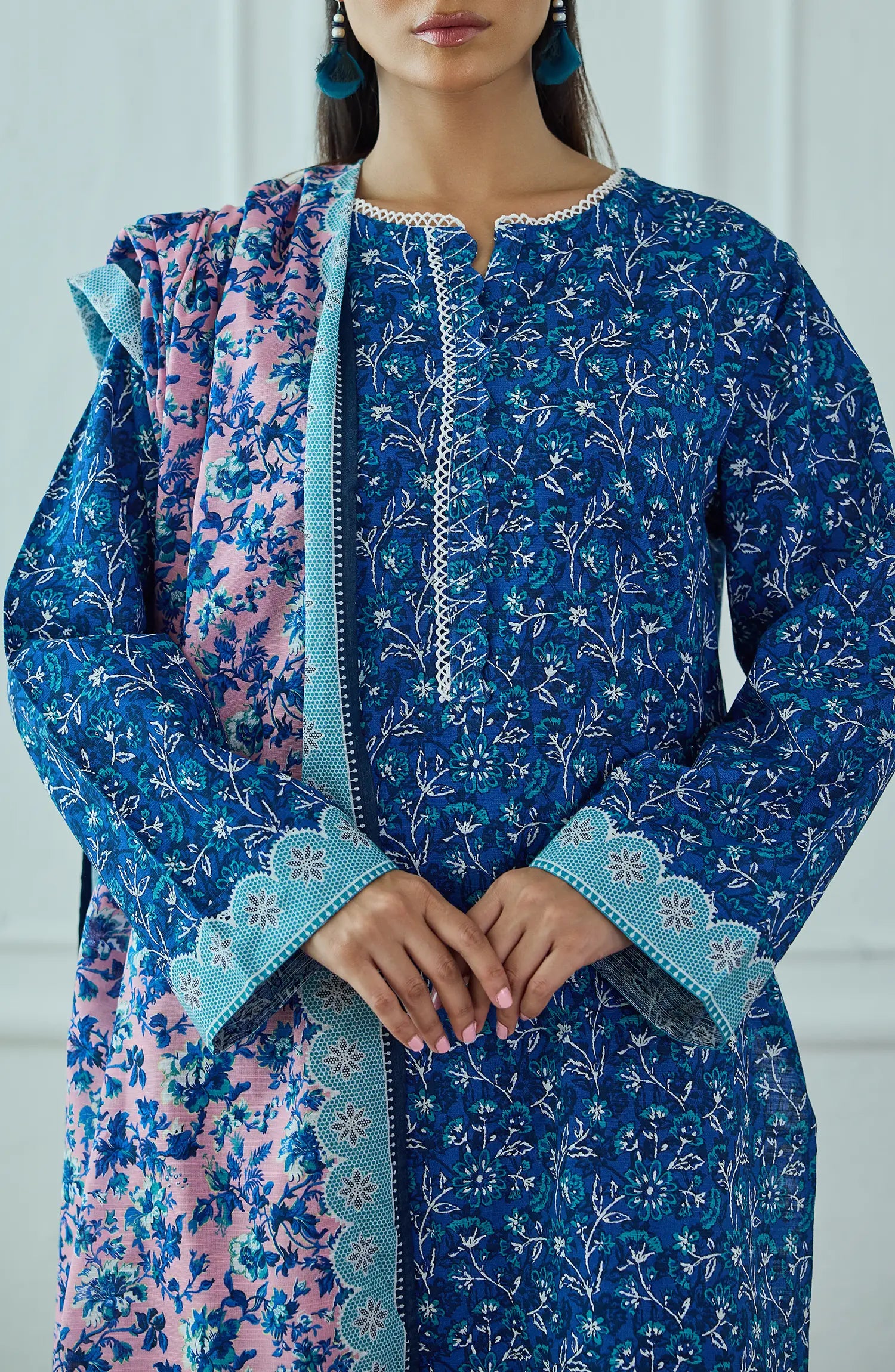 Unstitched | 3 Piece | Printed | Khaddar Shirt | OTL-25-419/U BLUE