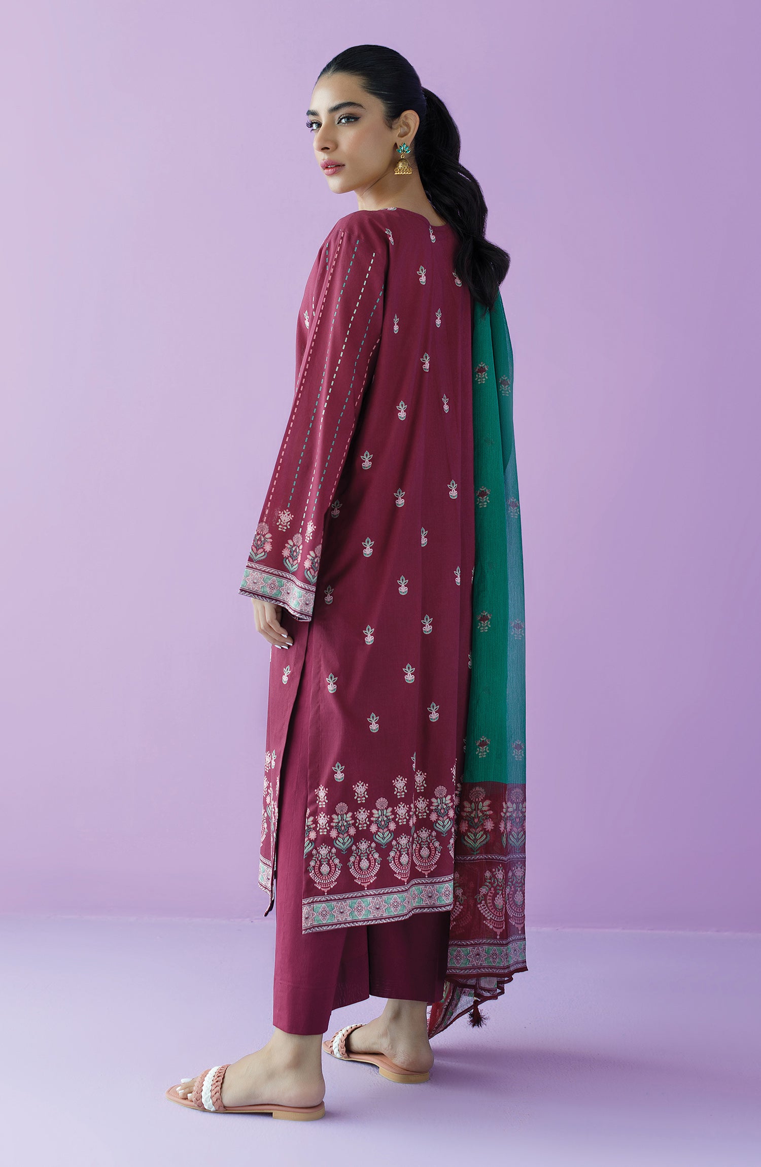 OTL-23-123/U MAROON LAWN  UNSTITCHED SHIRT DUPATTA PANTS