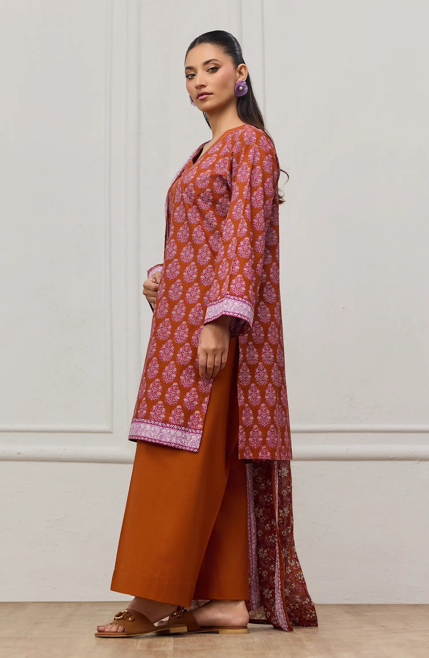 Unstitched | 3 Piece | Printed | Lawn Shirt | OTL-25-490/U RUST