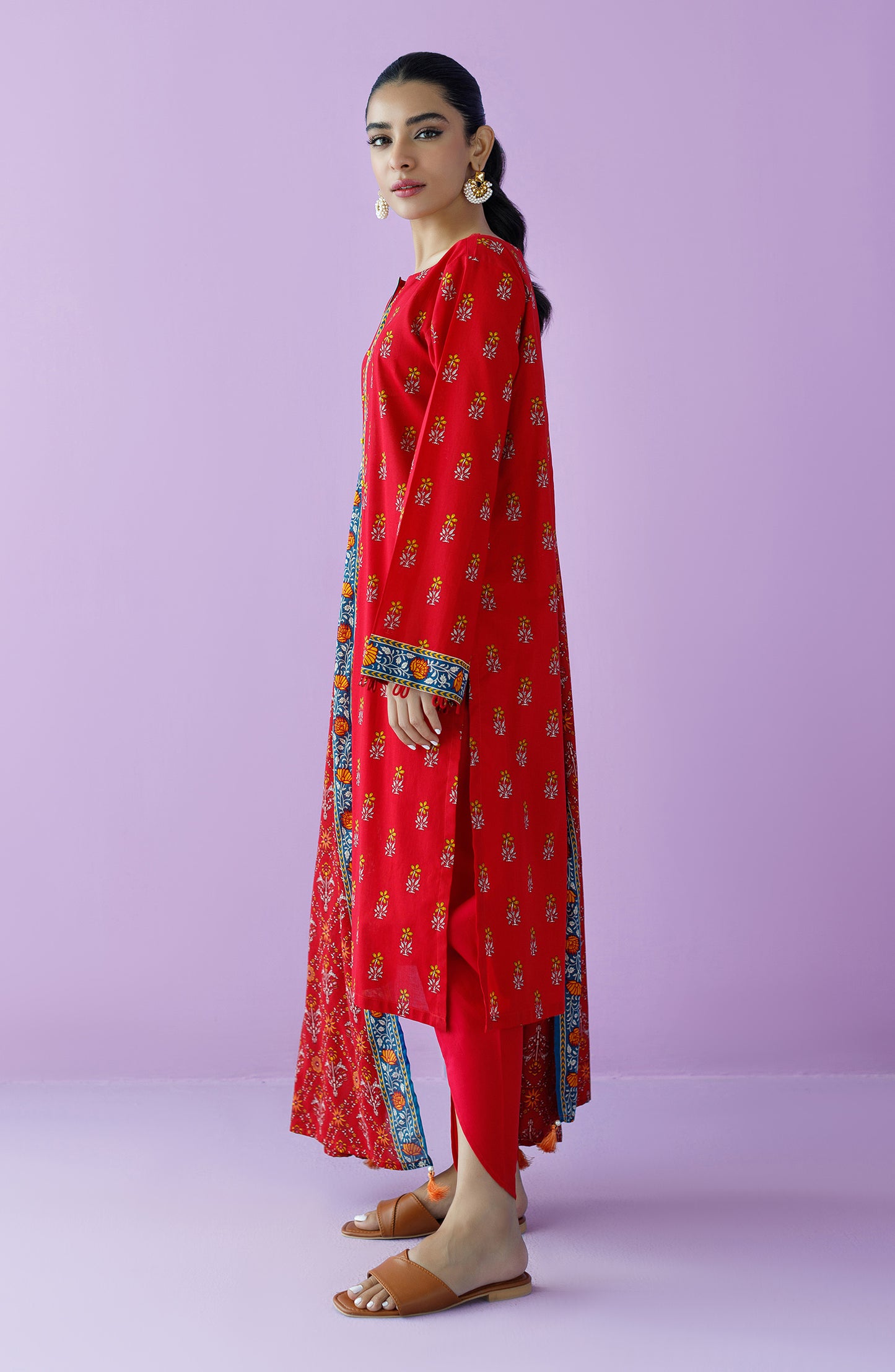 OTL-23-136/U RED LAWN  UNSTITCHED SHIRT DUPATTA PANTS