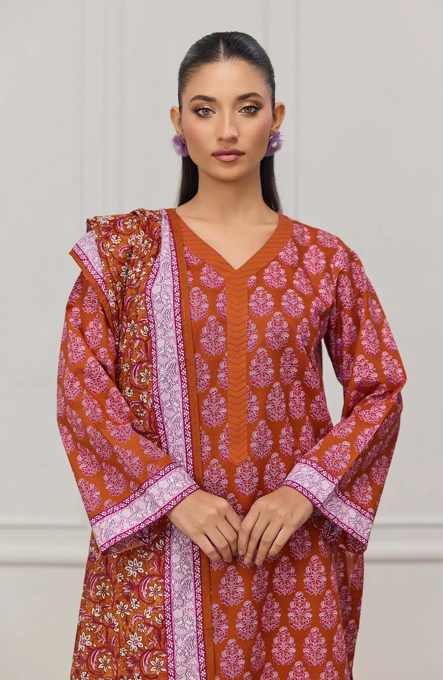 Unstitched | 3 Piece | Printed | Lawn Shirt | OTL-25-490/U RUST