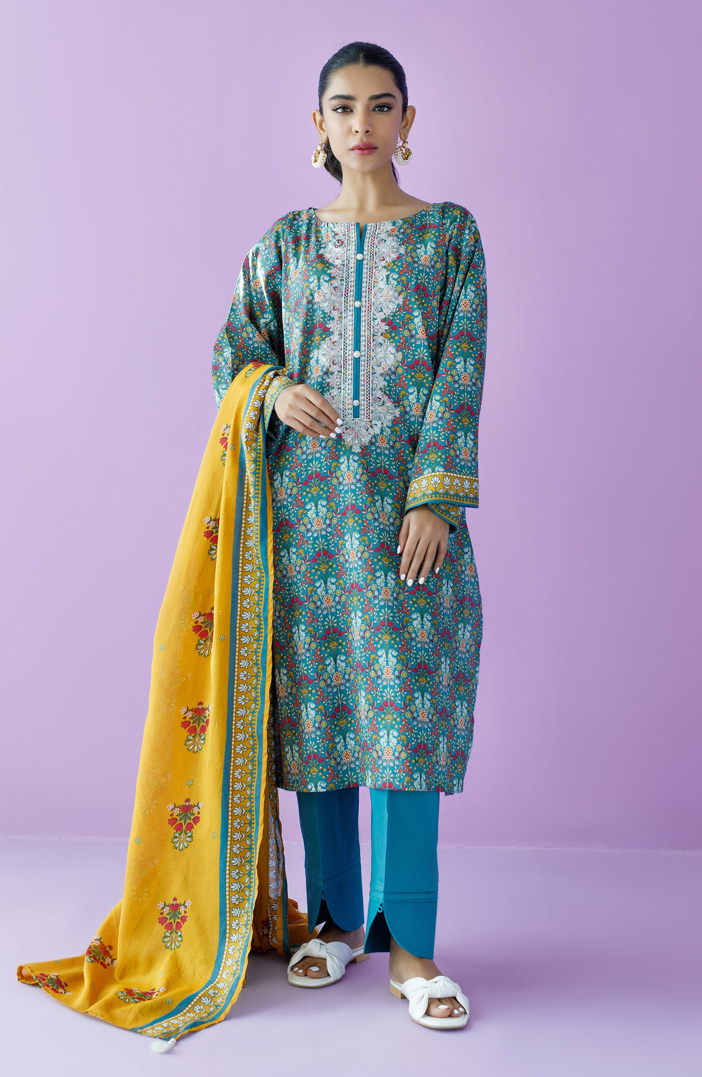 OTL-23-110/U TEAL LAWN  UNSTITCHED SHIRT DUPATTA PANTS