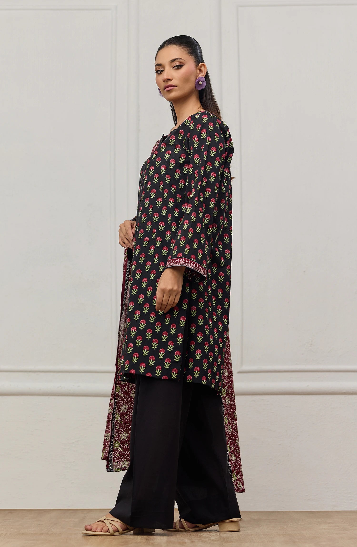 Unstitched | 3 Piece | Printed | Lawn Shirt | OTL-20735/U BLACK