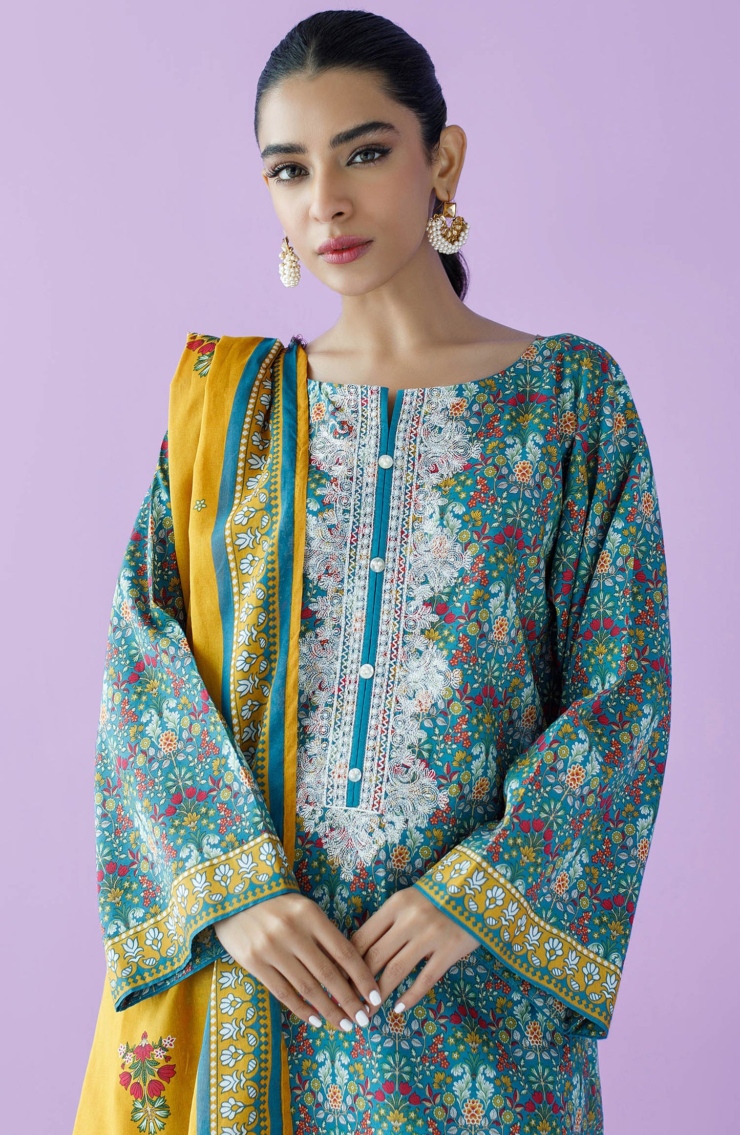 OTL-23-110/U TEAL LAWN  UNSTITCHED SHIRT DUPATTA PANTS