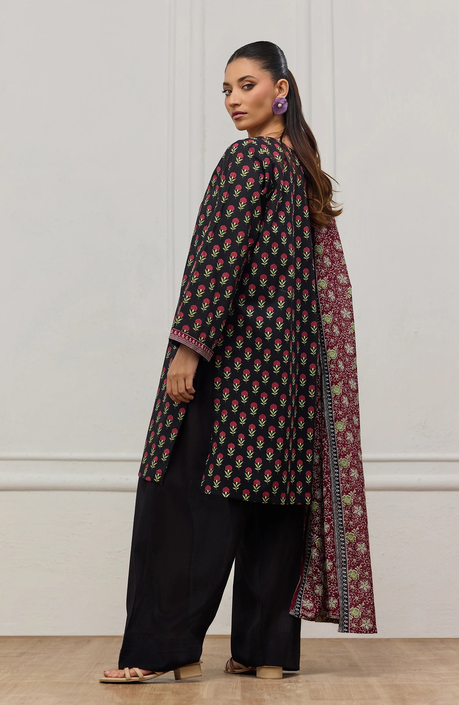 Unstitched | 3 Piece | Printed | Lawn Shirt | OTL-20735/U BLACK