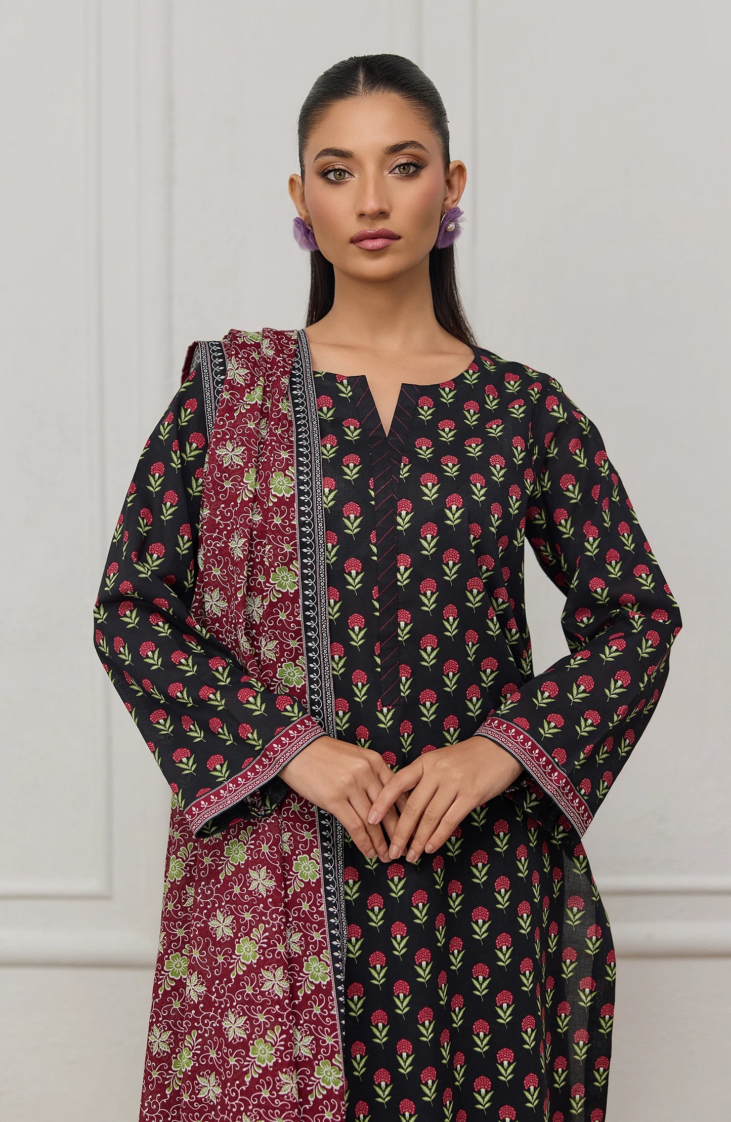 Unstitched | 3 Piece | Printed | Lawn Shirt | OTL-20735/U BLACK