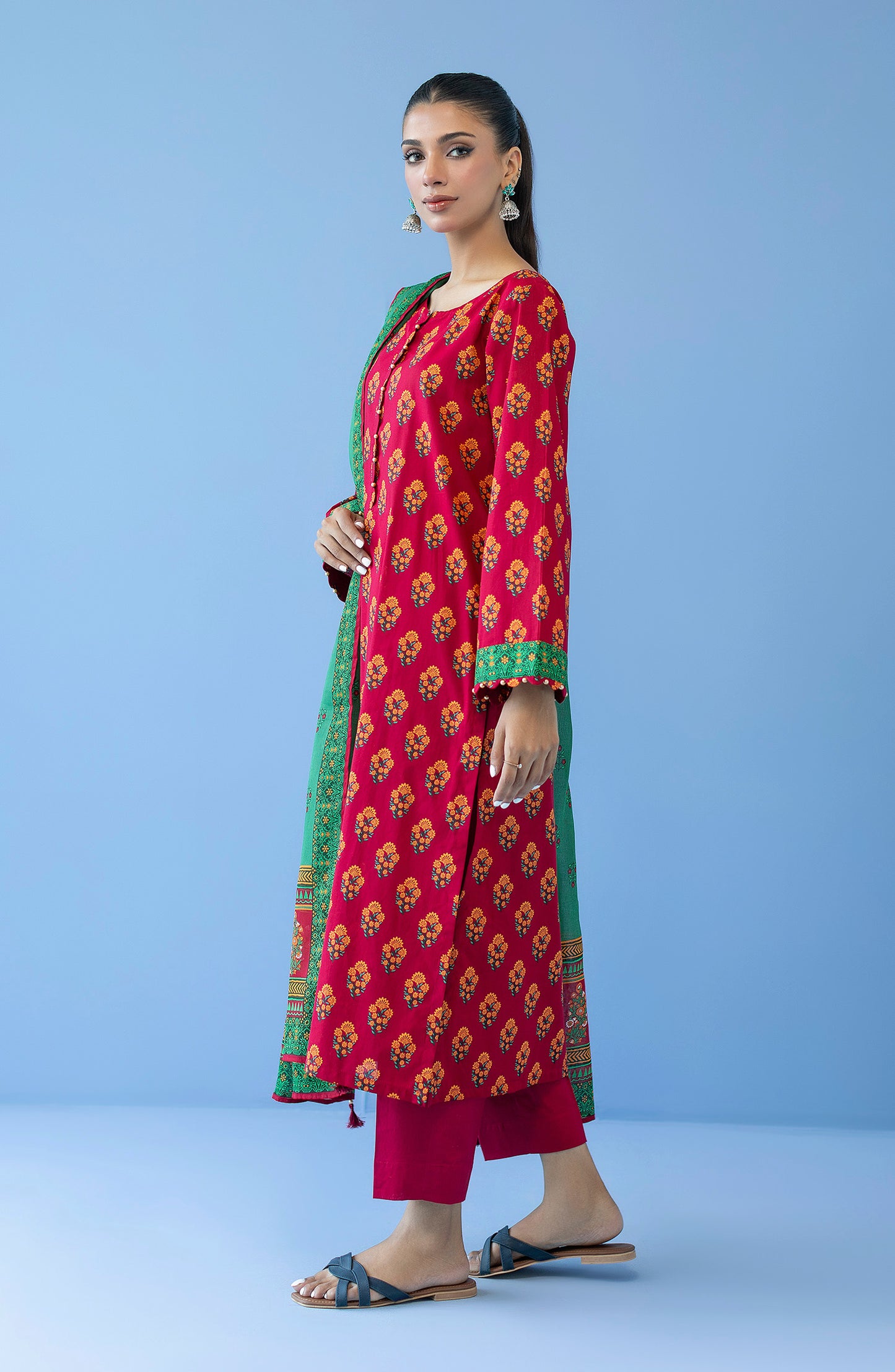 OTL-23-216/U MAROON CAMBRIC  UNSTITCHED SHIRT DUPATTA PANTS
