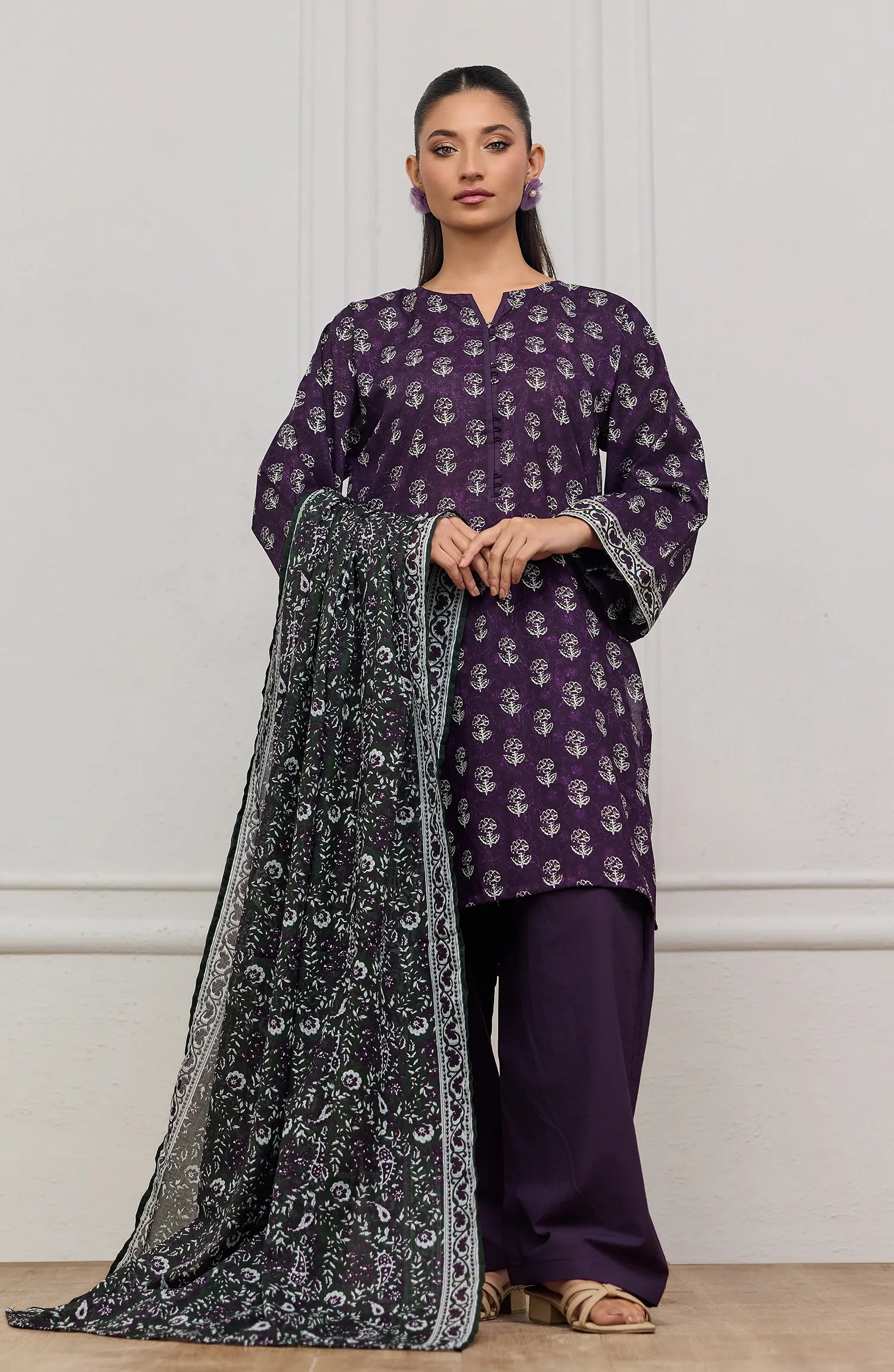 Unstitched | 3 Piece | Printed | Lawn Shirt | OTL-25-538/U PURPLE