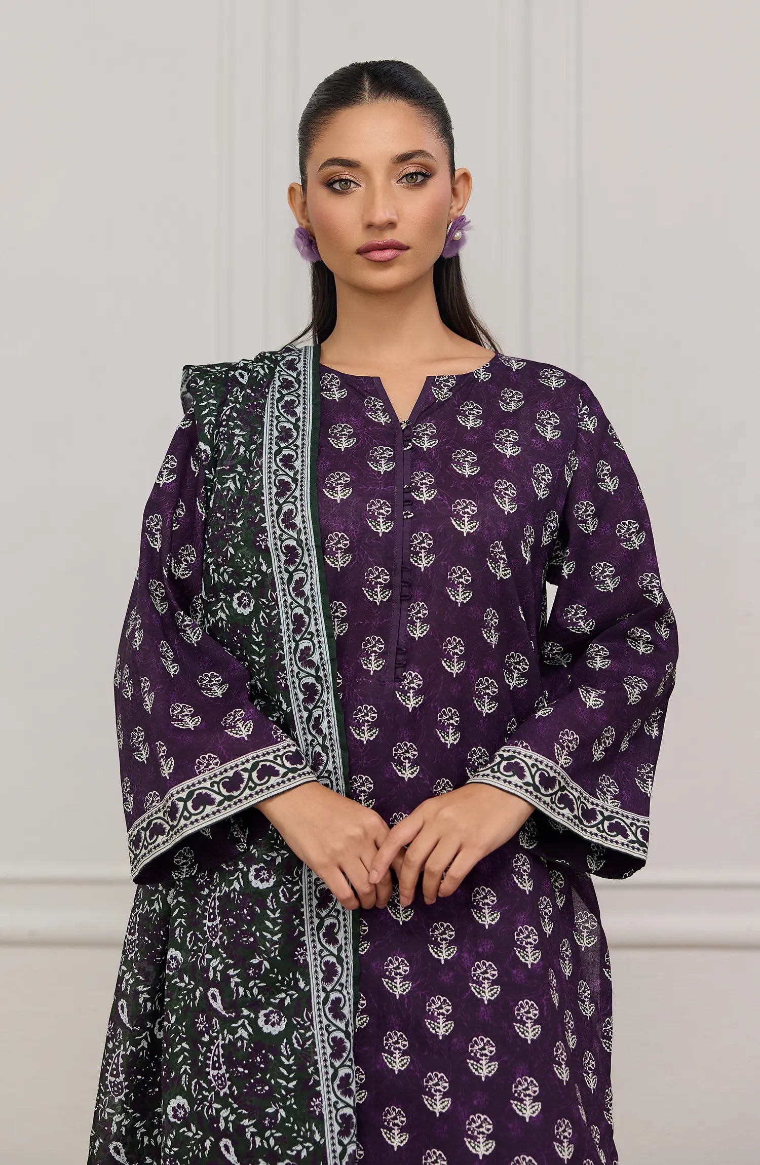 Unstitched | 3 Piece | Printed | Lawn Shirt | OTL-25-538/U PURPLE