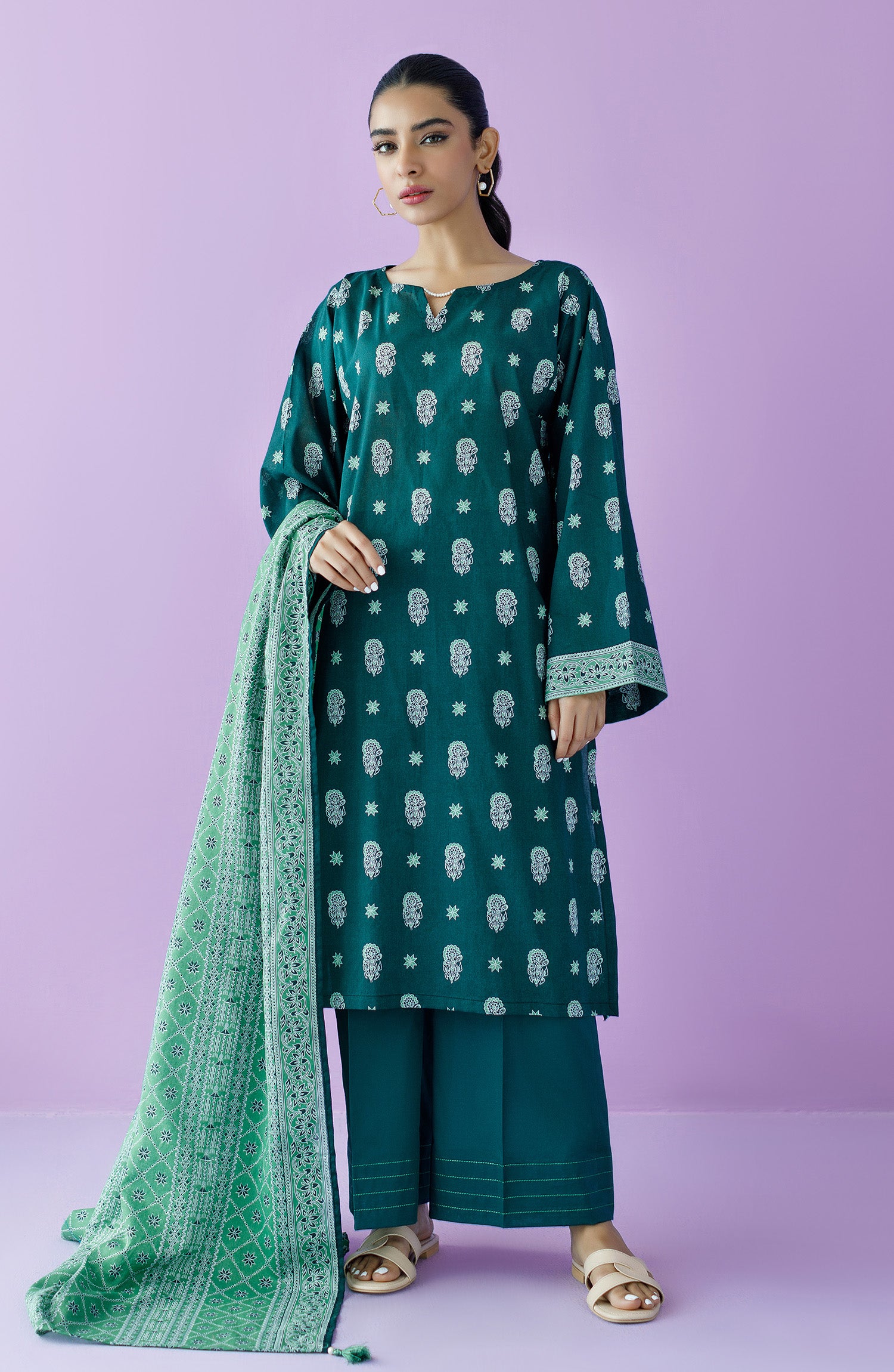 OTL-23-140/U GREEN LAWN  UNSTITCHED SHIRT DUPATTA PANTS