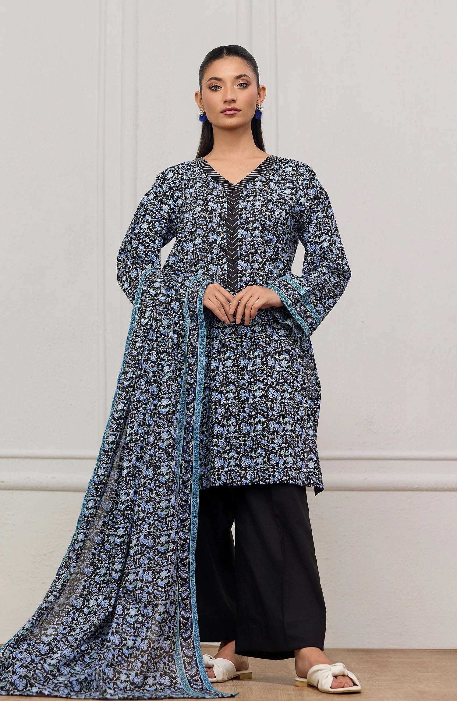 Stitched | 3 Piece | Printed | Lawn Shirt | OTL-20665/S BLACK