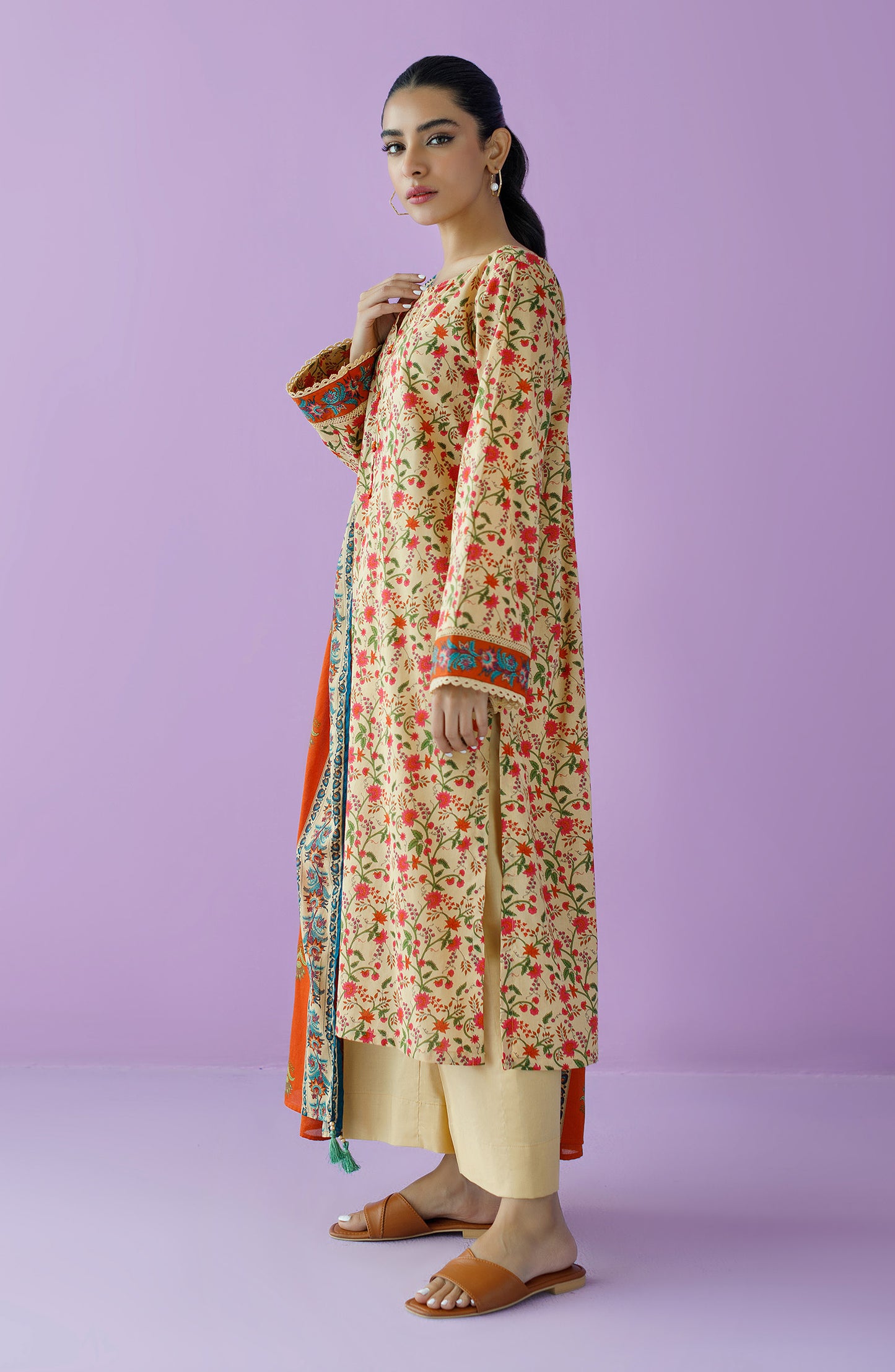 OTL-23-143/S BEIGE LAWN  READY TO WEAR SHIRT DUPATTA PANTS