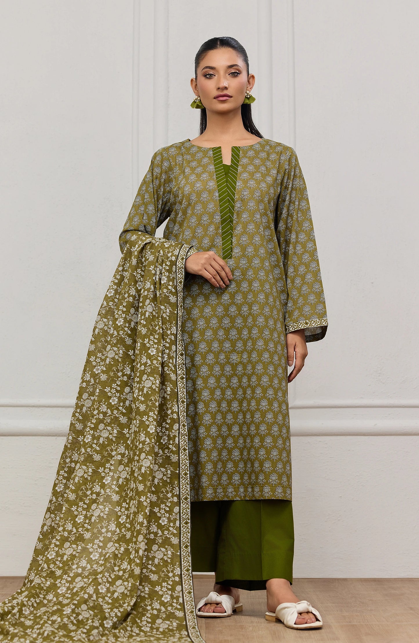 Unstitched | 3 Piece | Printed | Lawn Shirt | OTL-20635/U KAI GREEN