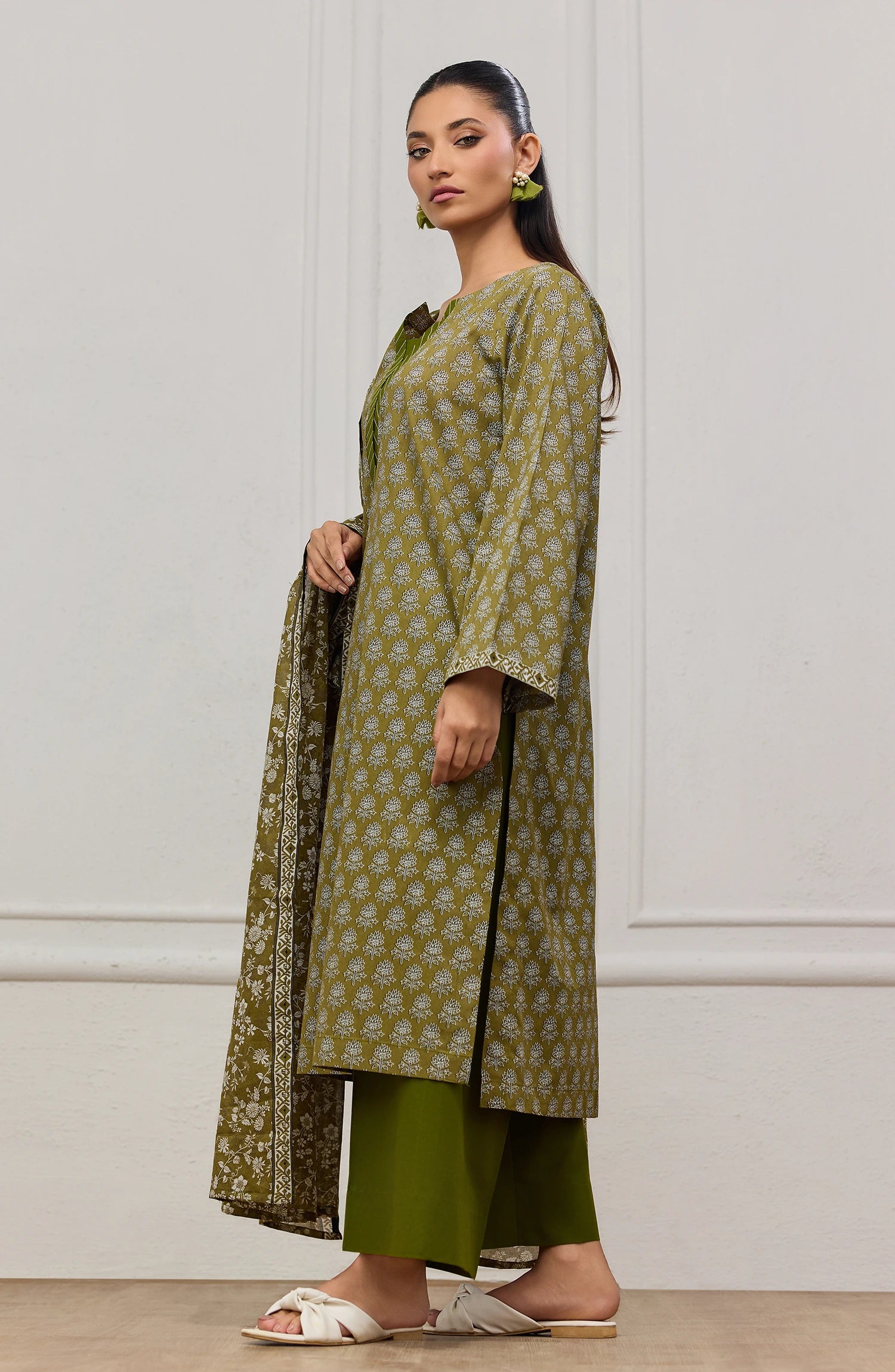 Unstitched | 3 Piece | Printed | Lawn Shirt | OTL-20635/U KAI GREEN