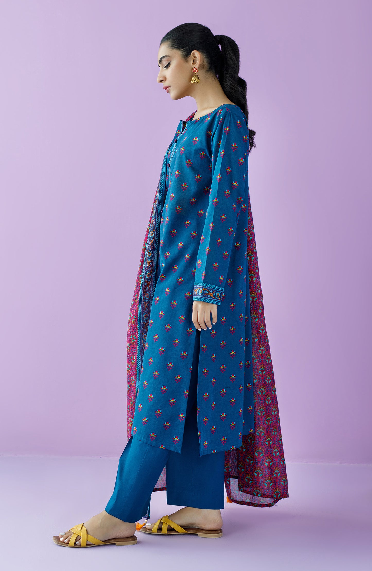 OTL-23-130/U BLUE LAWN  UNSTITCHED SHIRT DUPATTA PANTS