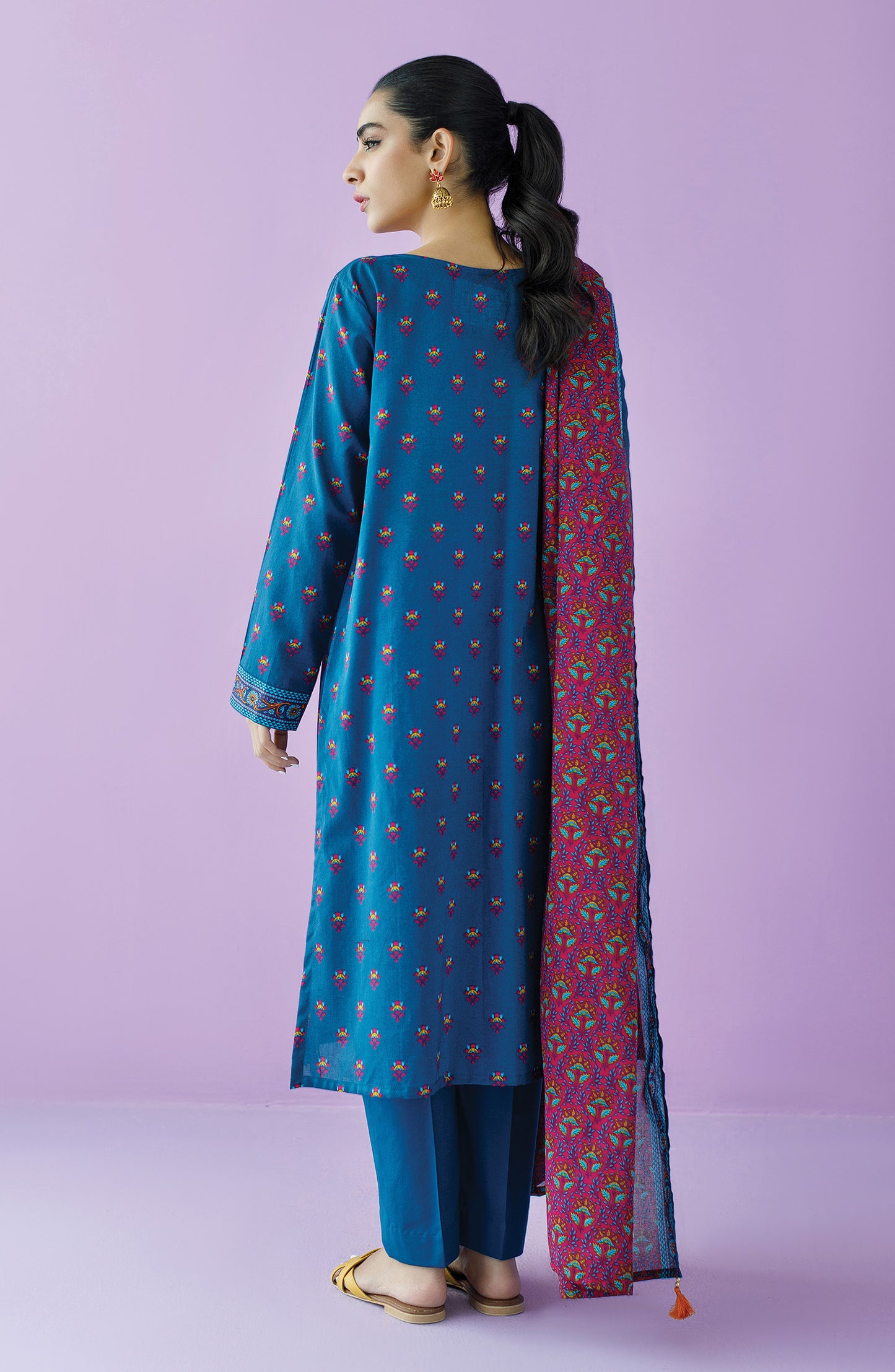 OTL-23-130/U BLUE LAWN  UNSTITCHED SHIRT DUPATTA PANTS