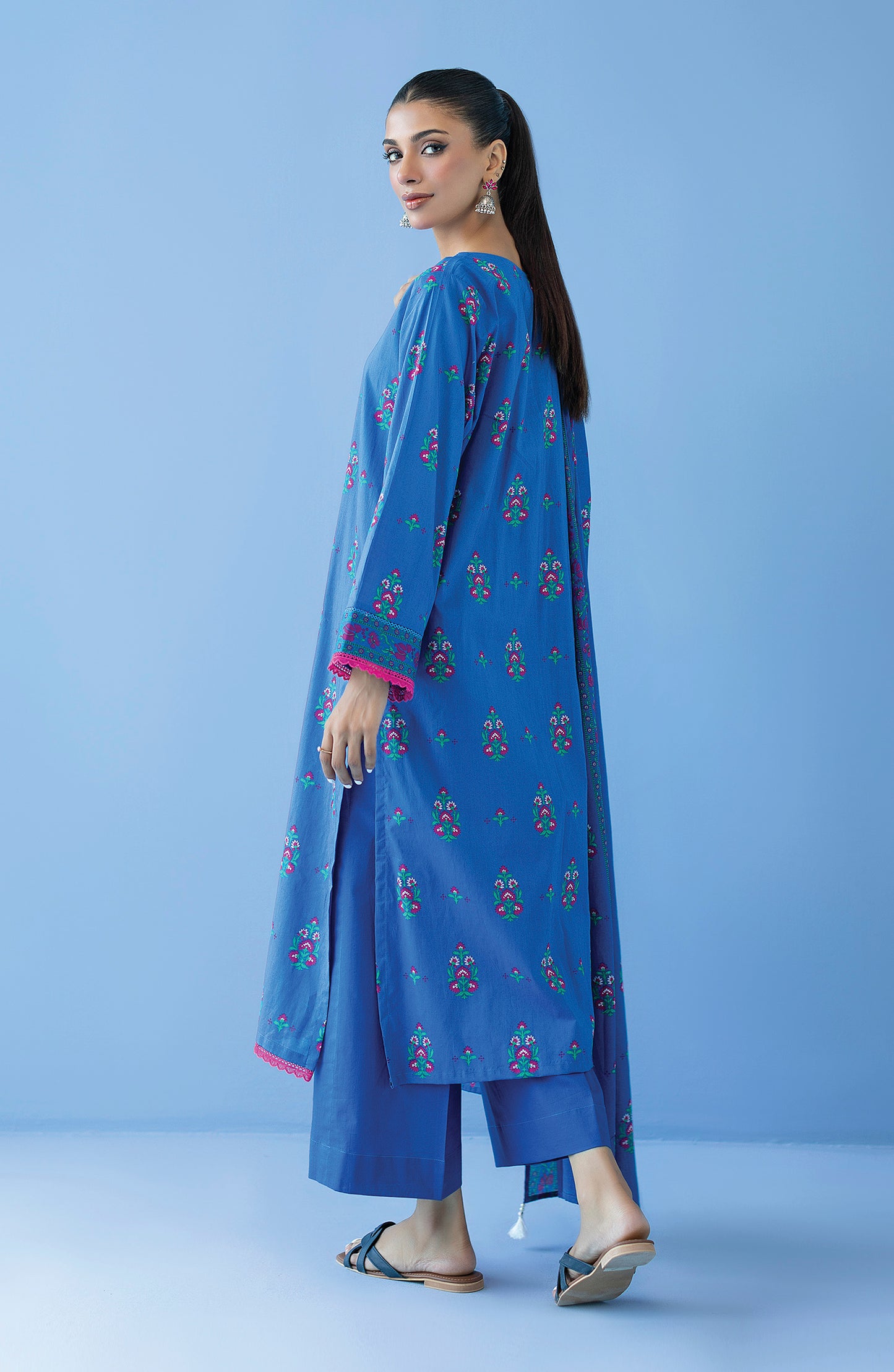 OTL-23-292/U BLUE CAMBRIC  UNSTITCHED SHIRT DUPATTA PANTS