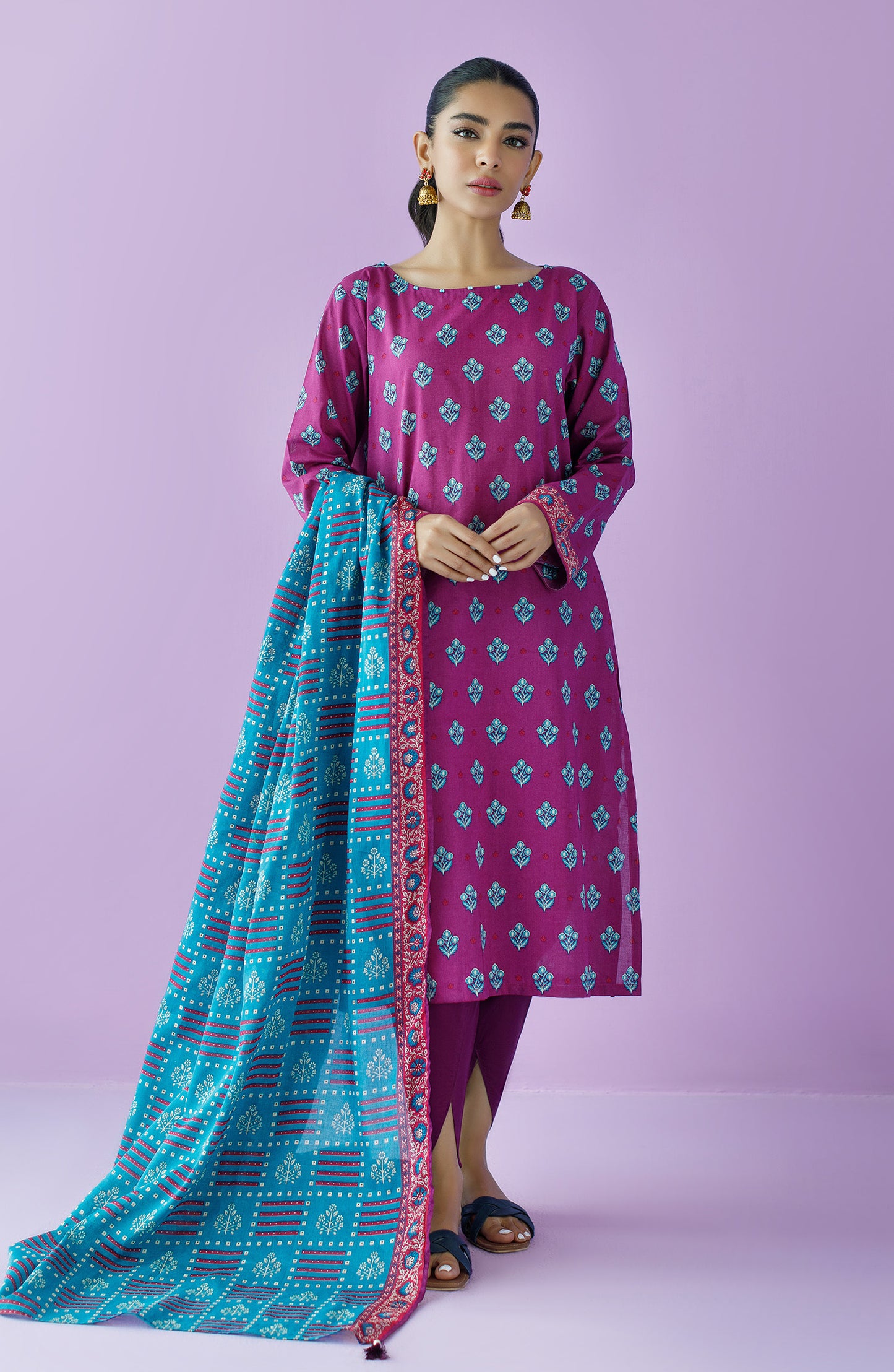 OTL-23-120/S MAGENTA LAWN  READY TO WEAR SHIRT DUPATTA PANTS