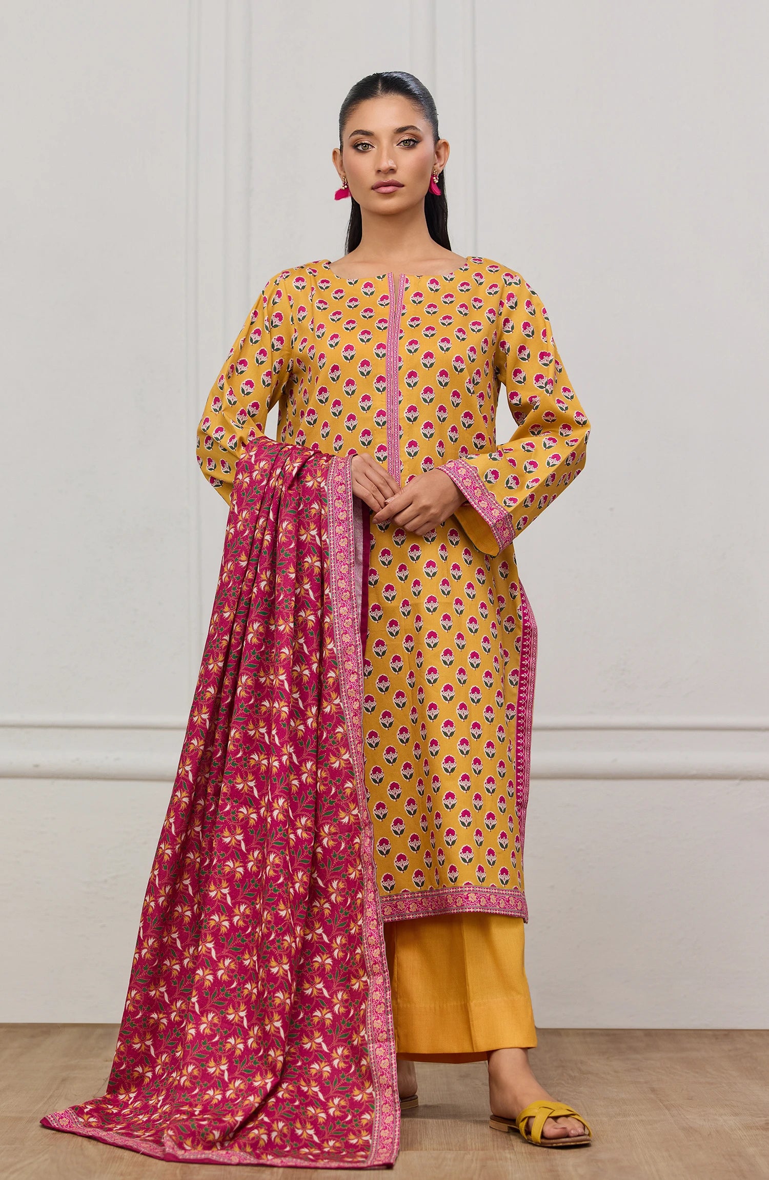 Unstitched | 3 Piece | Printed | Cottel Lawn Shirt | OTL-20566/U OCHRE