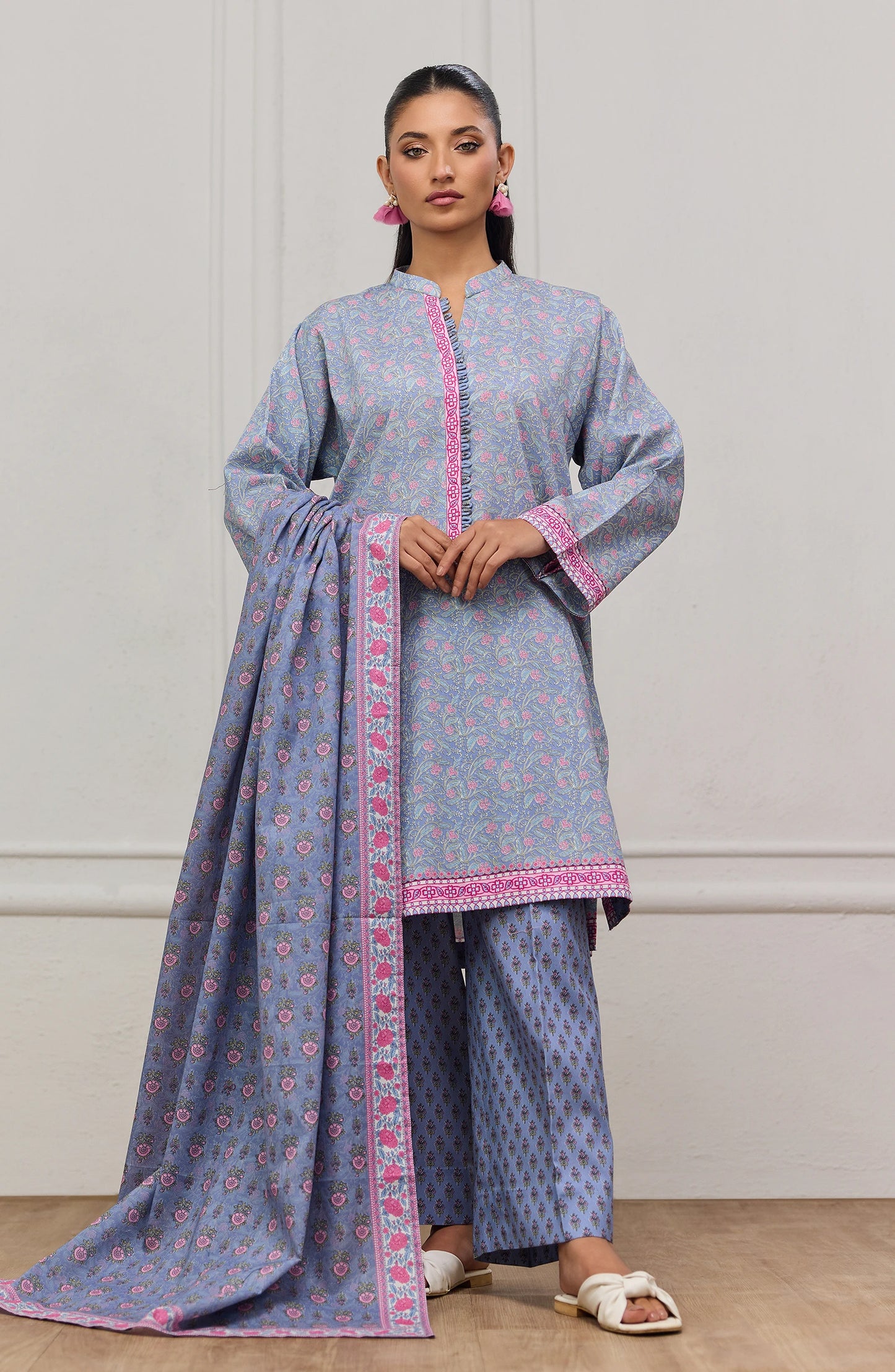 Unstitched | 3 Piece | Printed | Cottel Shirt | OTL-20875/U LIGHT GREY