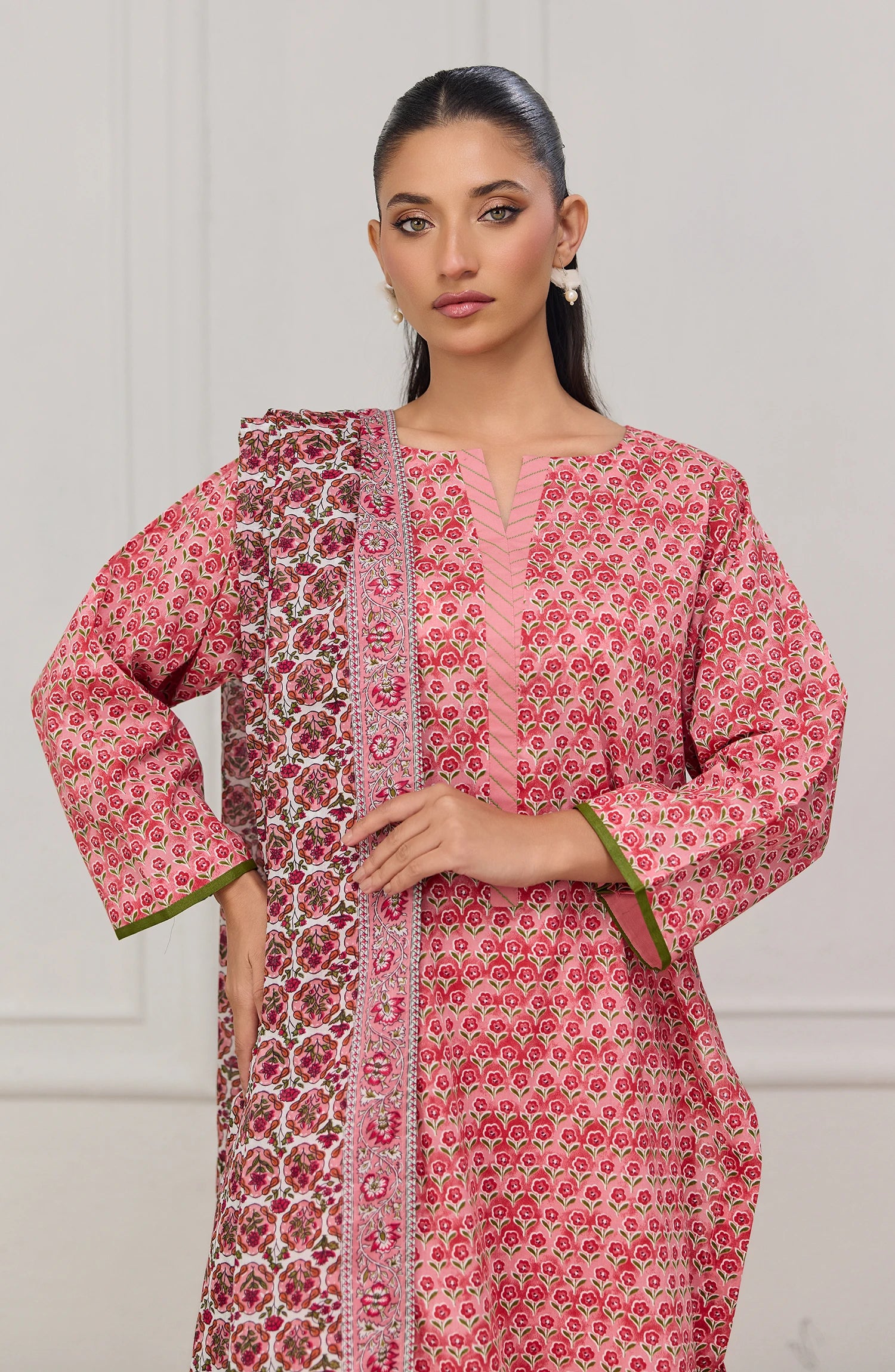 Unstitched | 3 Piece | Printed | Lawn Shirt | OTL-20605/U PEACH