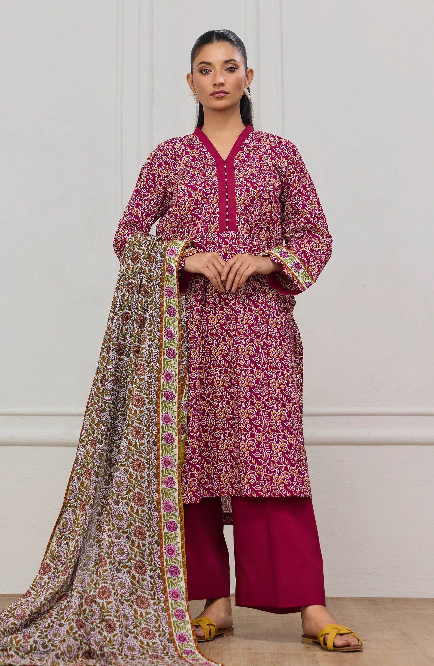 Unstitched | 3 Piece | Printed | Lawn Shirt | OTL-20435/U MAGENTA