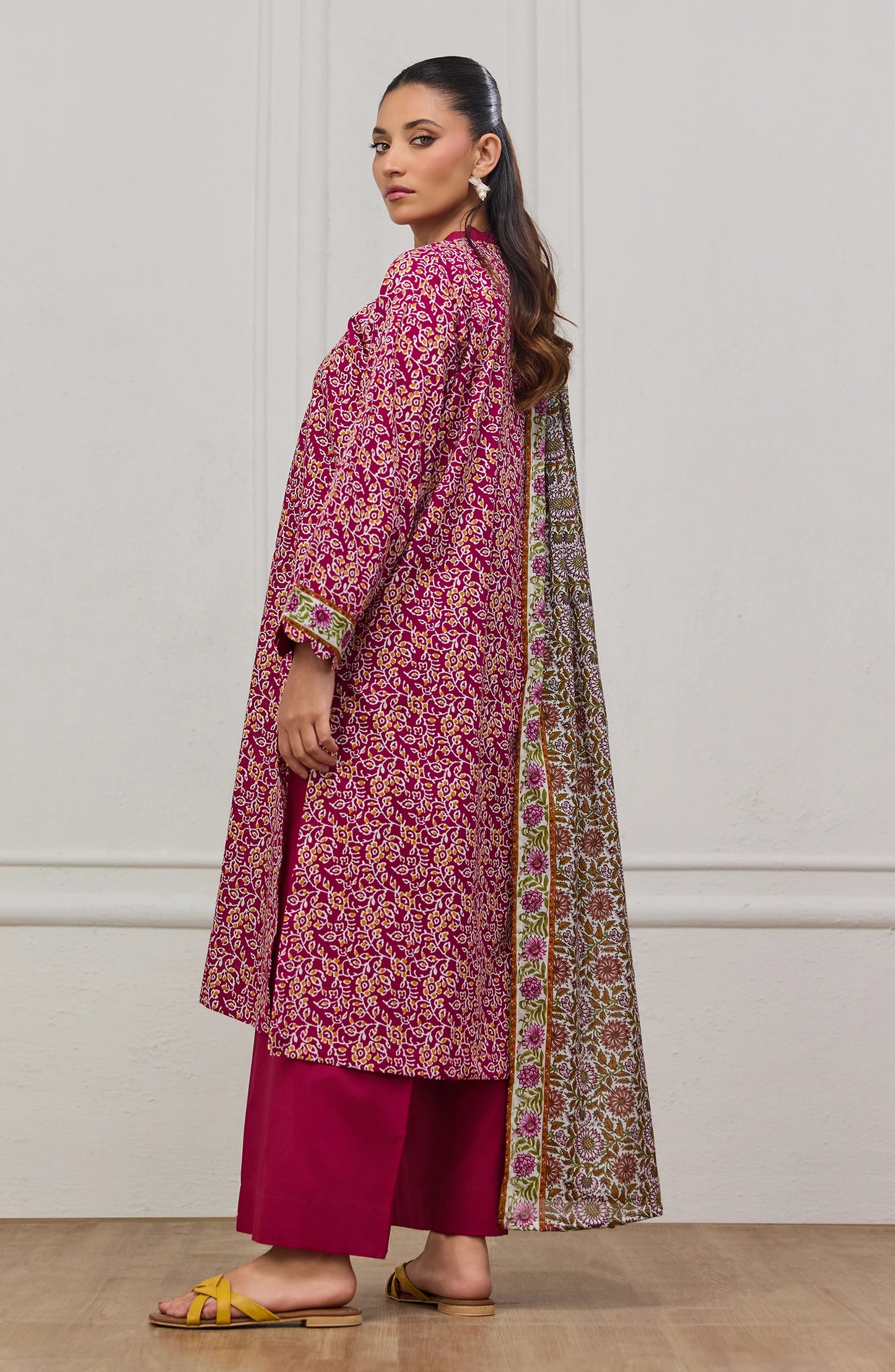 Unstitched | 3 Piece | Printed | Lawn Shirt | OTL-20435/U MAGENTA