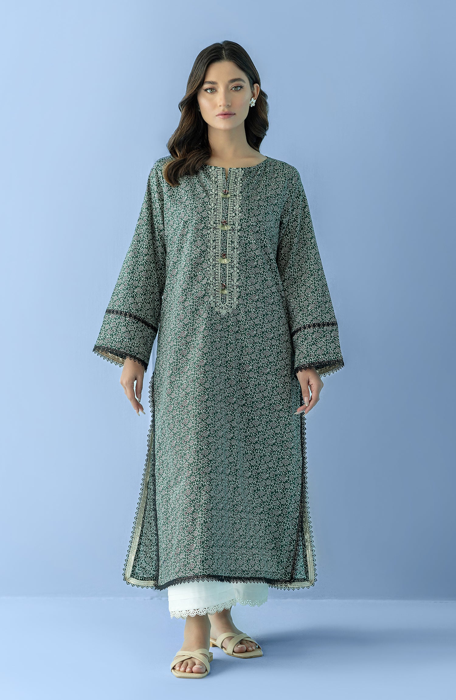 Stitched suit designs featuring Chikankari embroidery