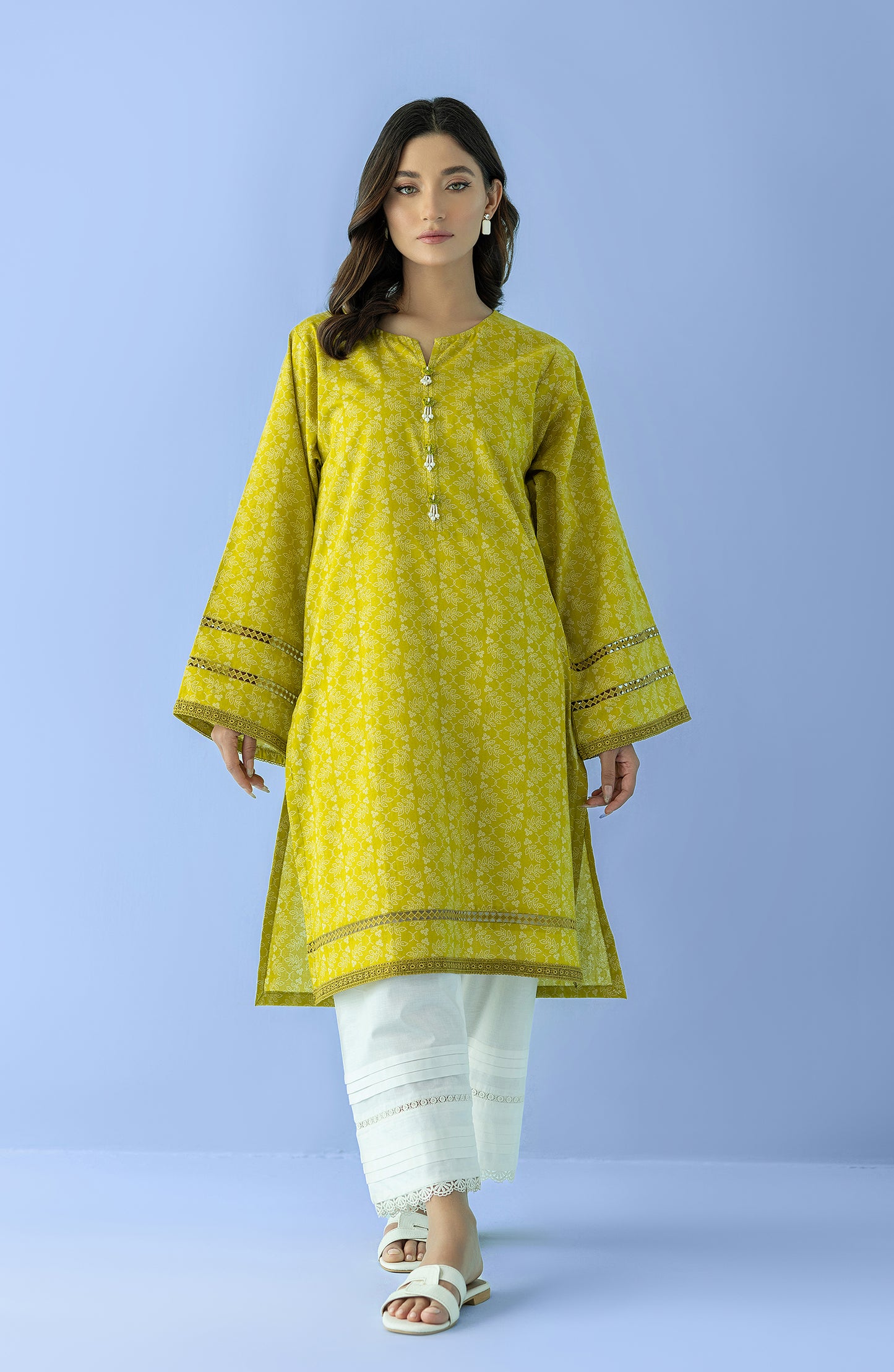 Unstitched 1 Piece Printed Lawn Shirt (HCS-24-006/U YELLOW)