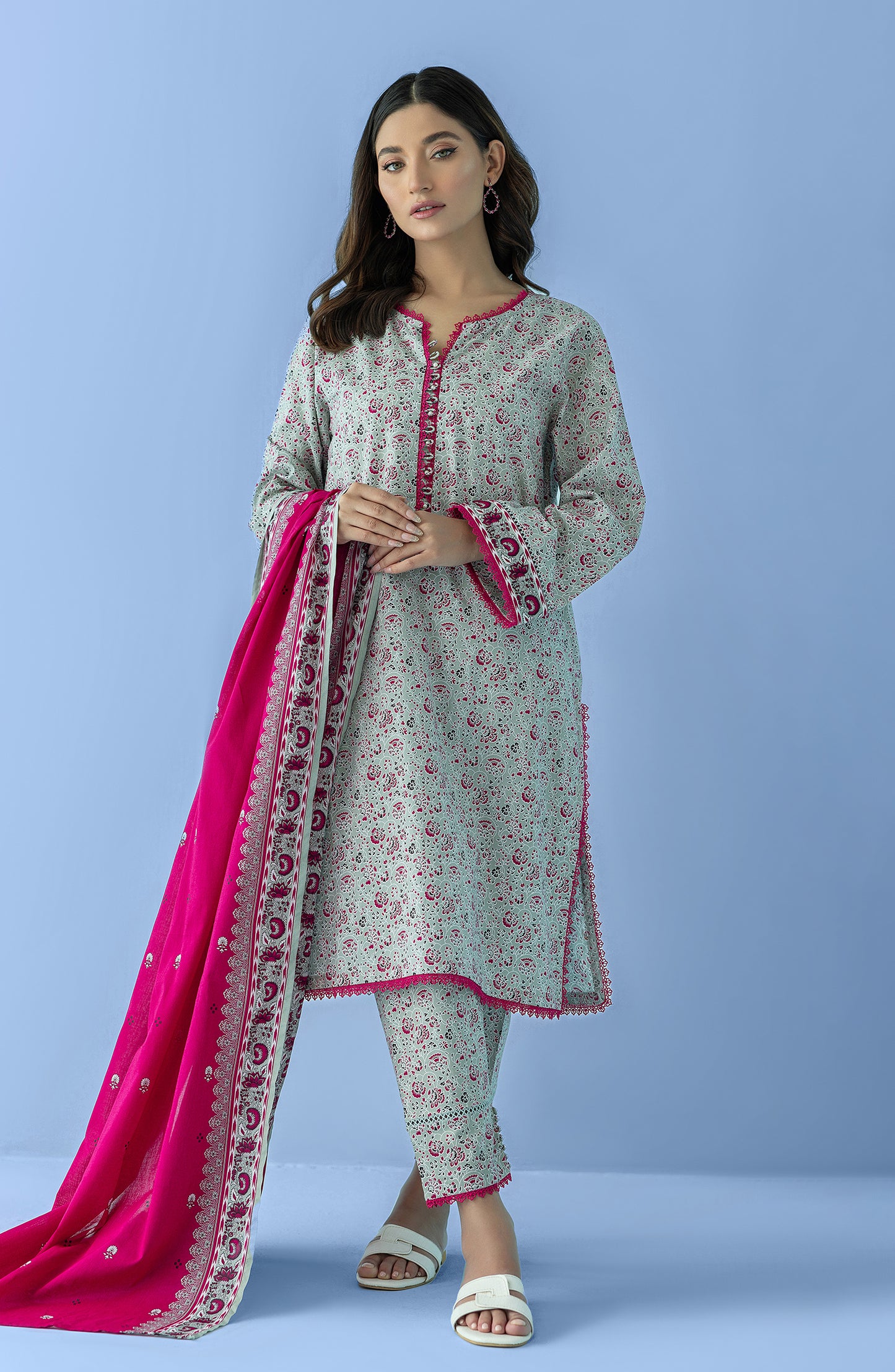 OTL-24-071/U GREY LAWN Women UNSTITCHED SHIRT DUPATTA PANTS
