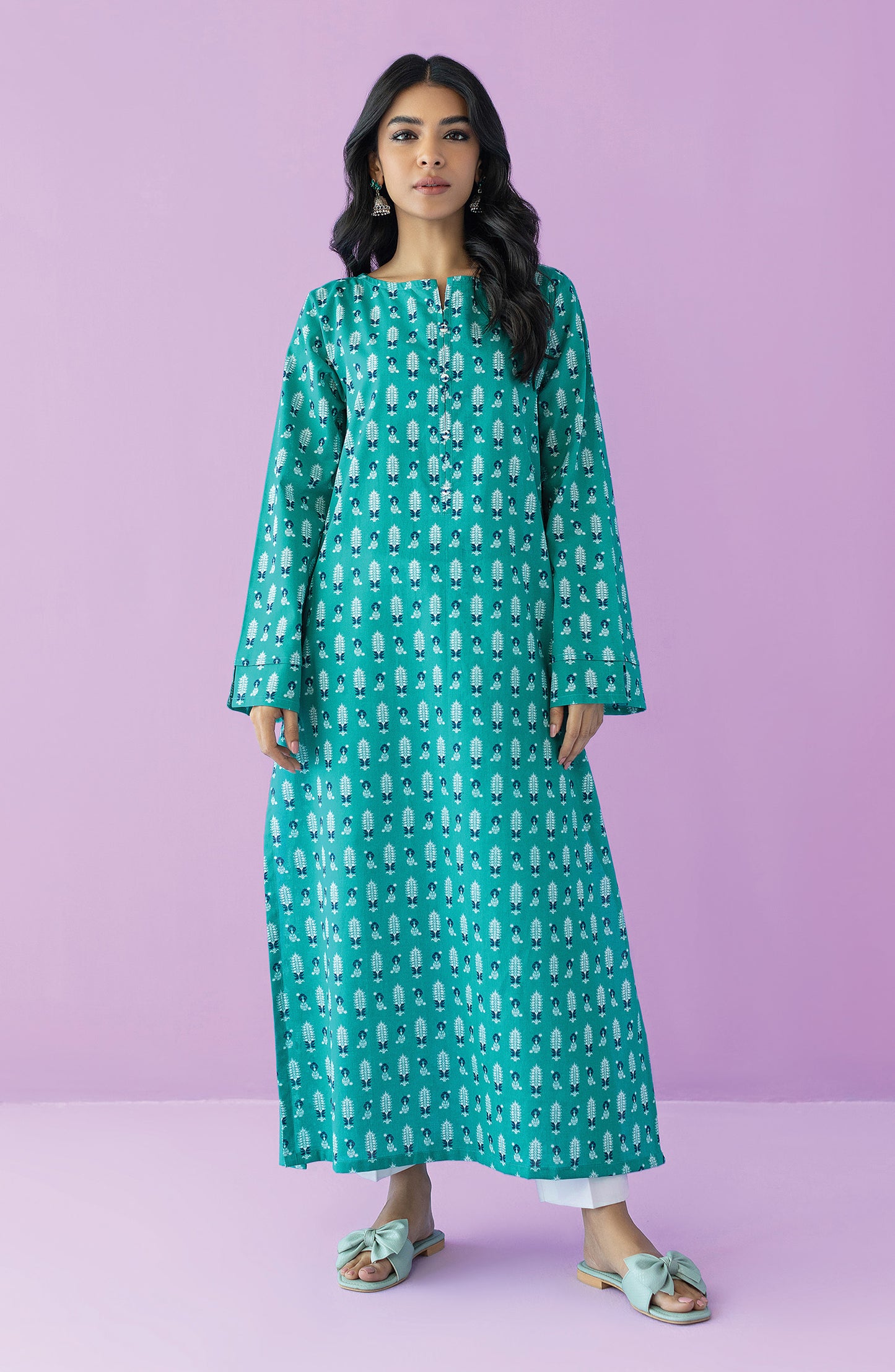 HCS-23-032/S TEAL LAWN SCSHIRT READY TO WEAR SHIRT