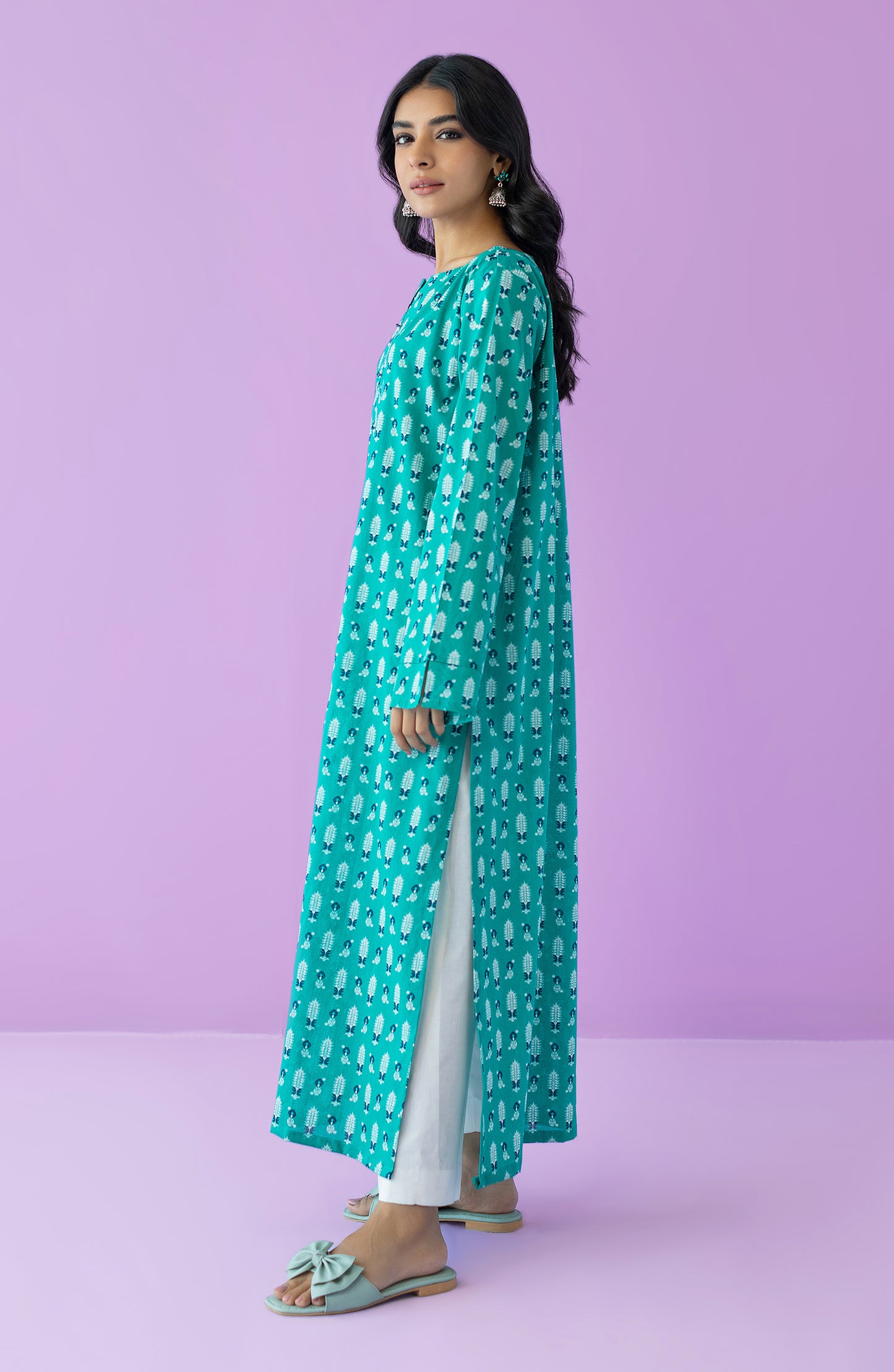 HCS-23-032/S TEAL LAWN SCSHIRT READY TO WEAR SHIRT