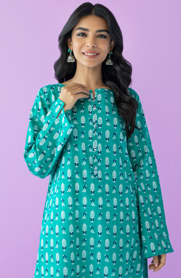 HCS-23-032/S TEAL LAWN SCSHIRT READY TO WEAR SHIRT