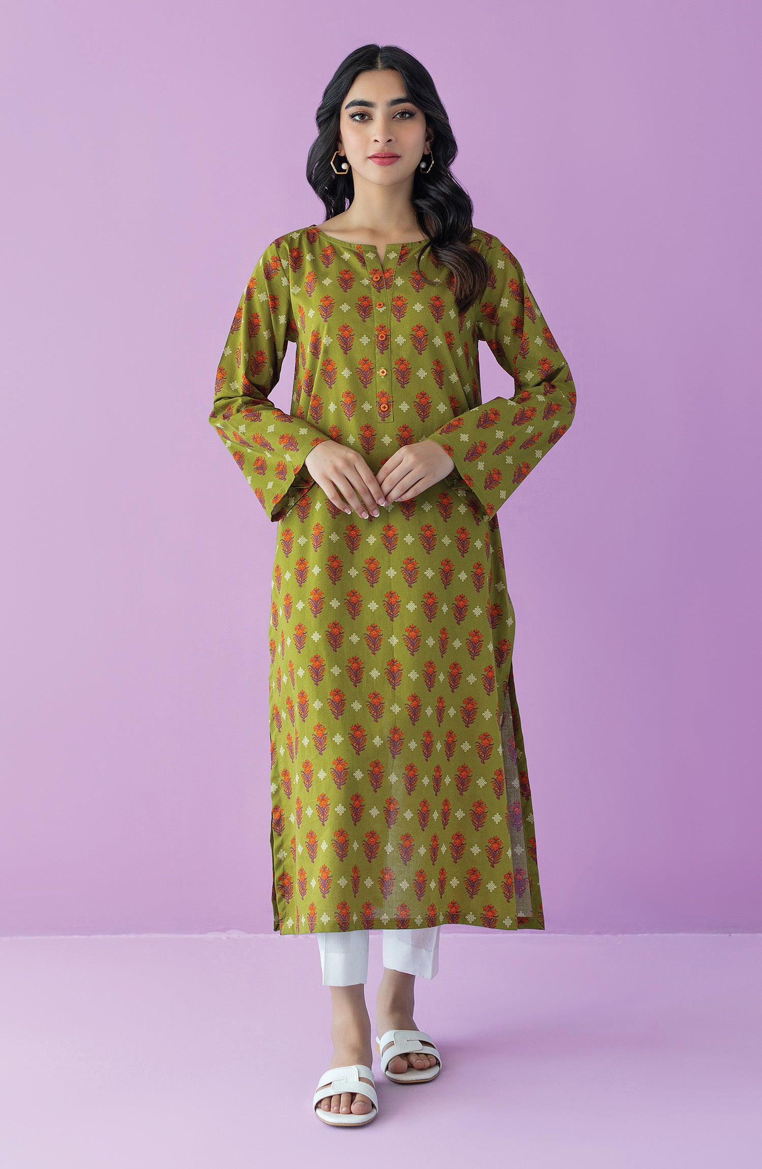 HCS-23-046/S MEHNDI CAMBRIC SCSHIRT READY TO WEAR SHIRT