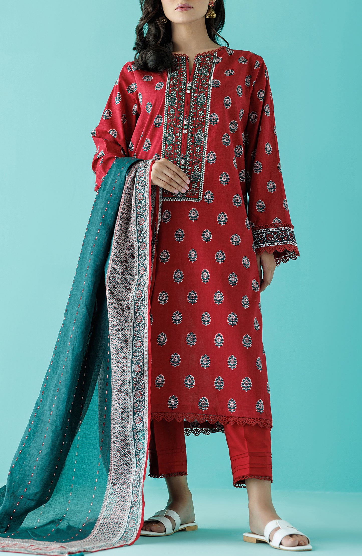 OTL-24-016/U MAROON LAWN Women UNSTITCHED SHIRT DUPATTA PANTS