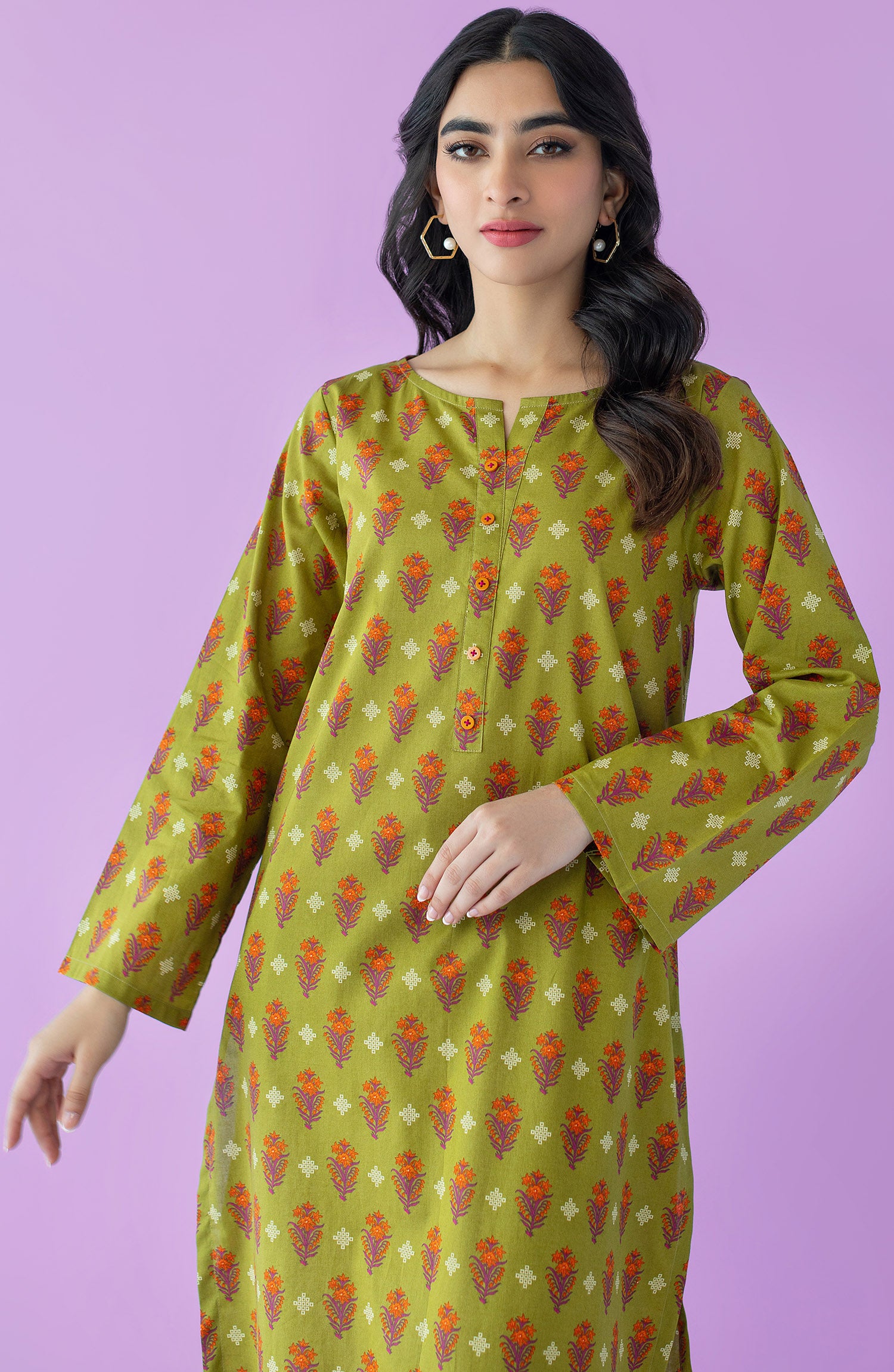 HCS-23-046/S MEHNDI CAMBRIC SCSHIRT READY TO WEAR SHIRT