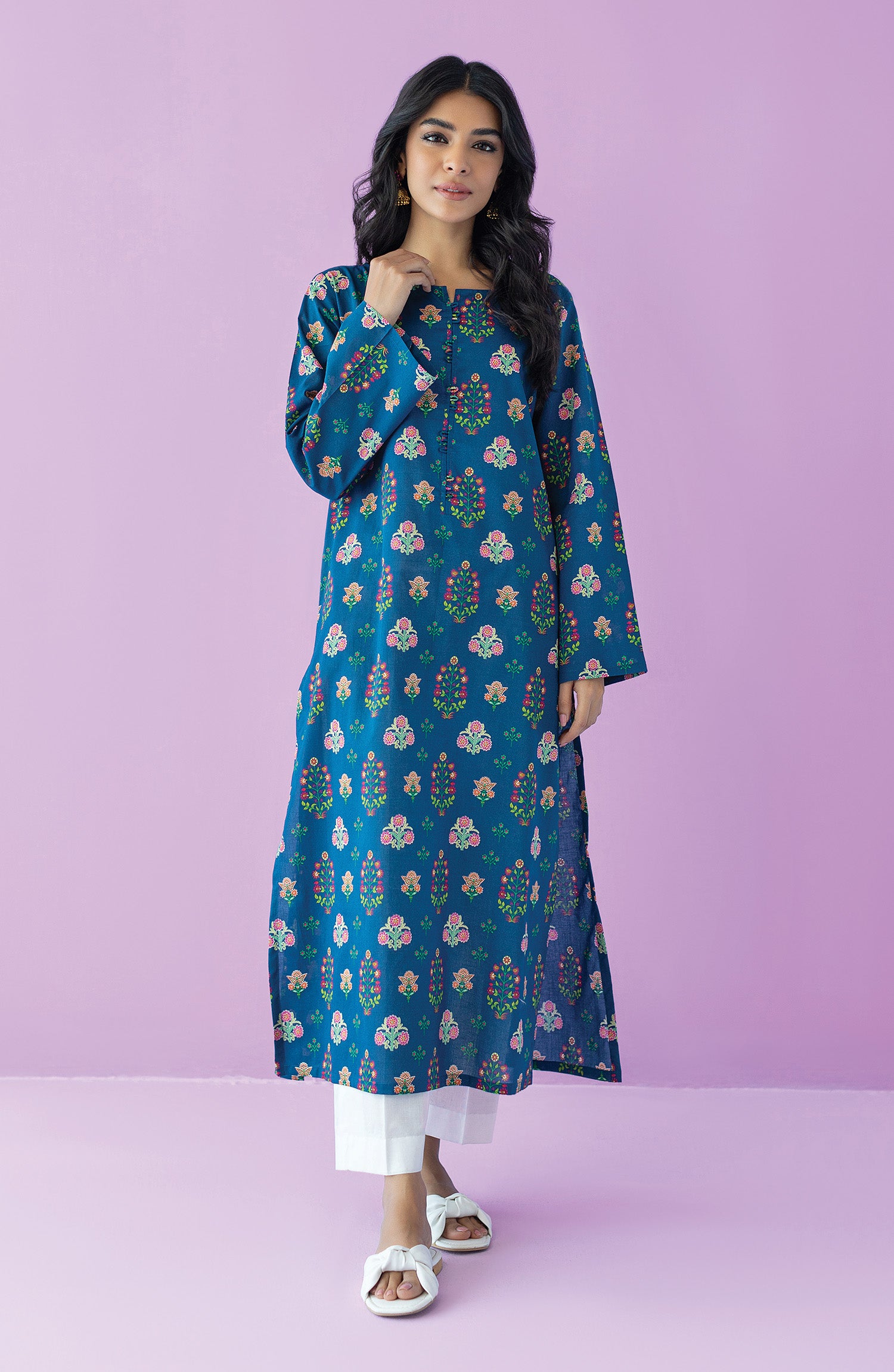 HCS-23-053/S D.BLUE LAWN SCSHIRT READY TO WEAR SHIRT