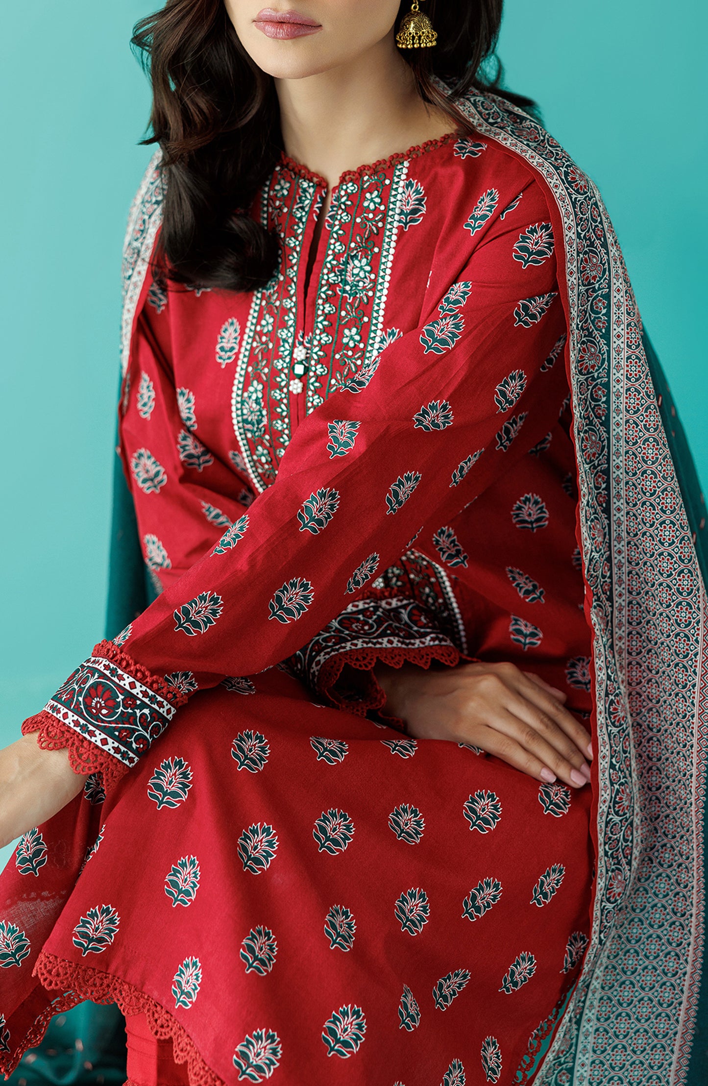 OTL-24-016/U MAROON LAWN Women UNSTITCHED SHIRT DUPATTA PANTS