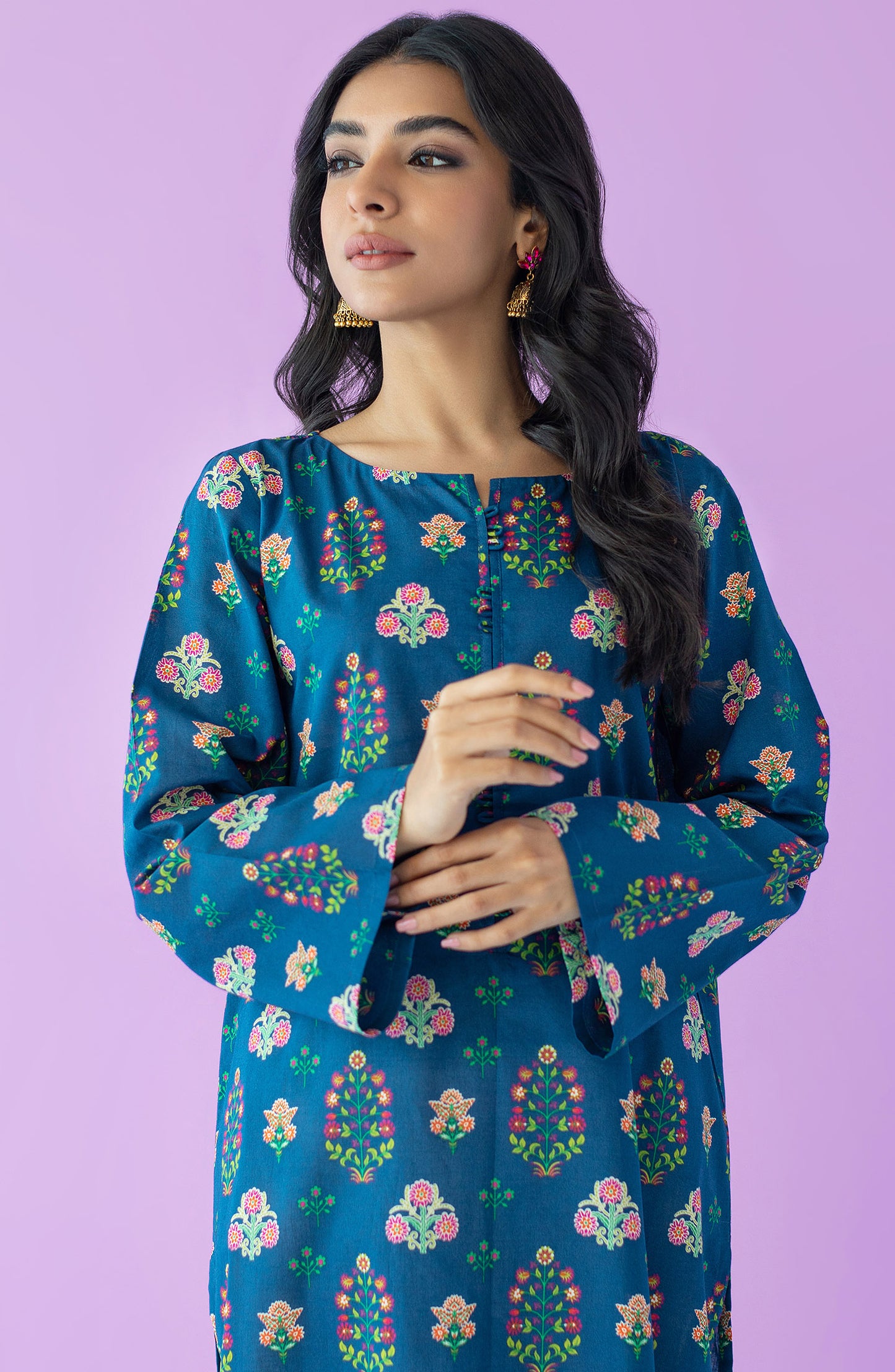 HCS-23-053/S D.BLUE LAWN SCSHIRT READY TO WEAR SHIRT