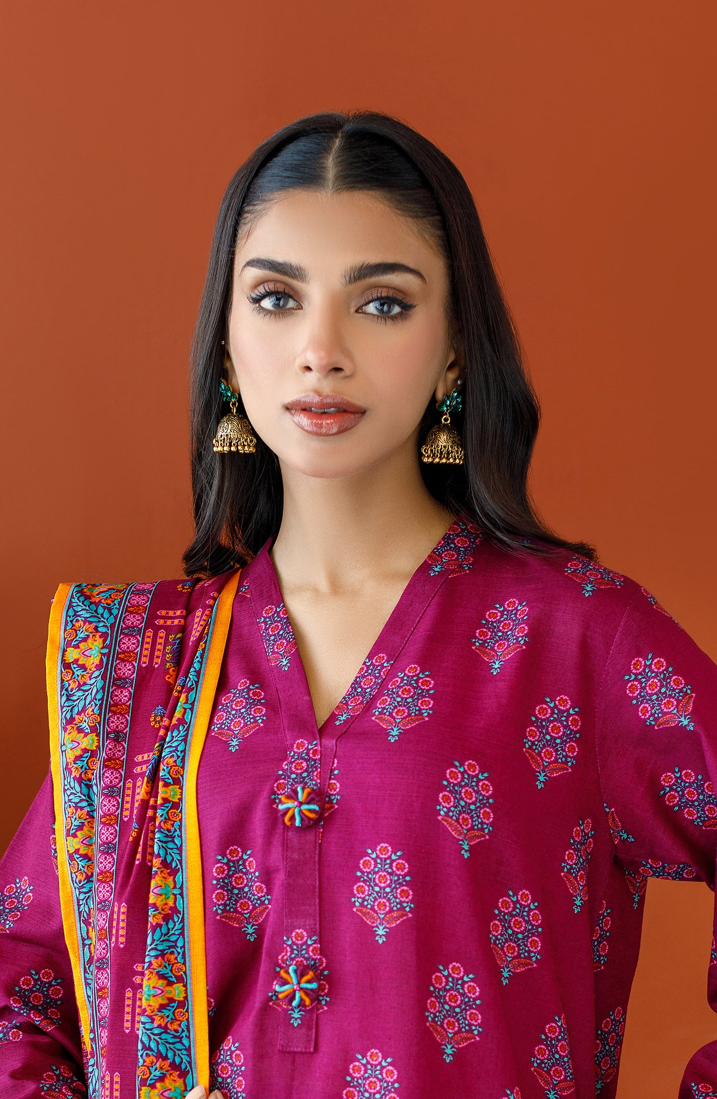 OTL-23-335/U MAGENTA KHADDAR Women UNSTITCHED SHIRT DUPATTA PANTS