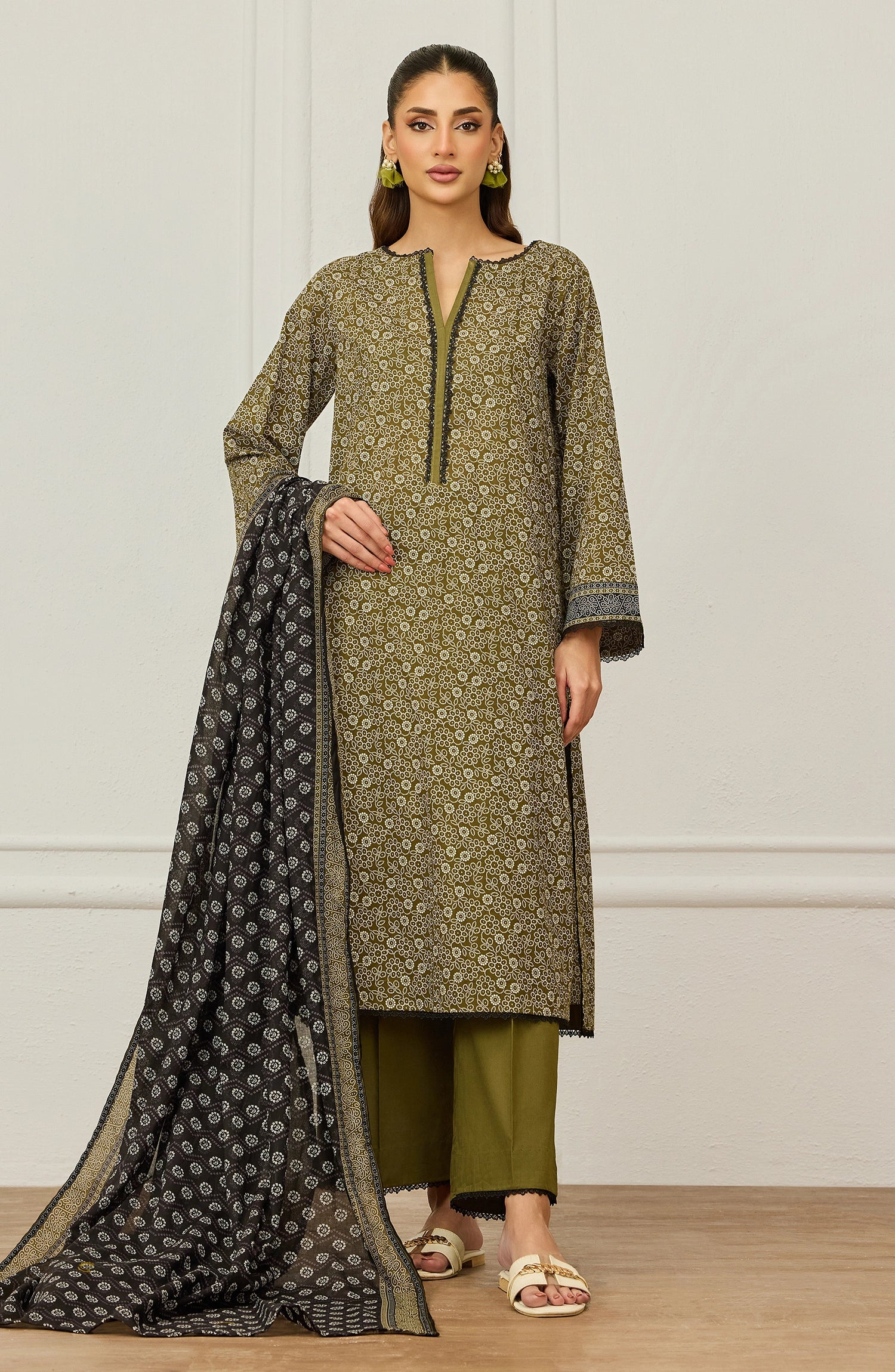 Unstitched | 3 Piece | Printed | Lawn Shirt | OTL-20026/U GREEN