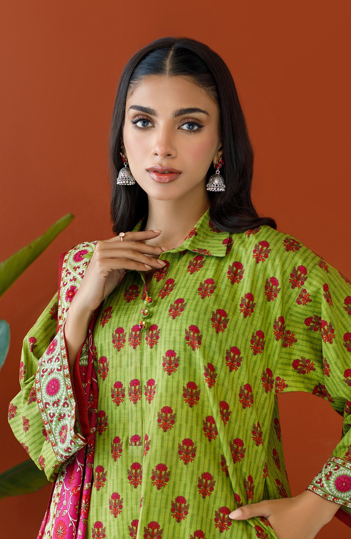 OTL-23-238/U GREEN KHADDAR Women UNSTITCHED SHIRT DUPATTA PANTS