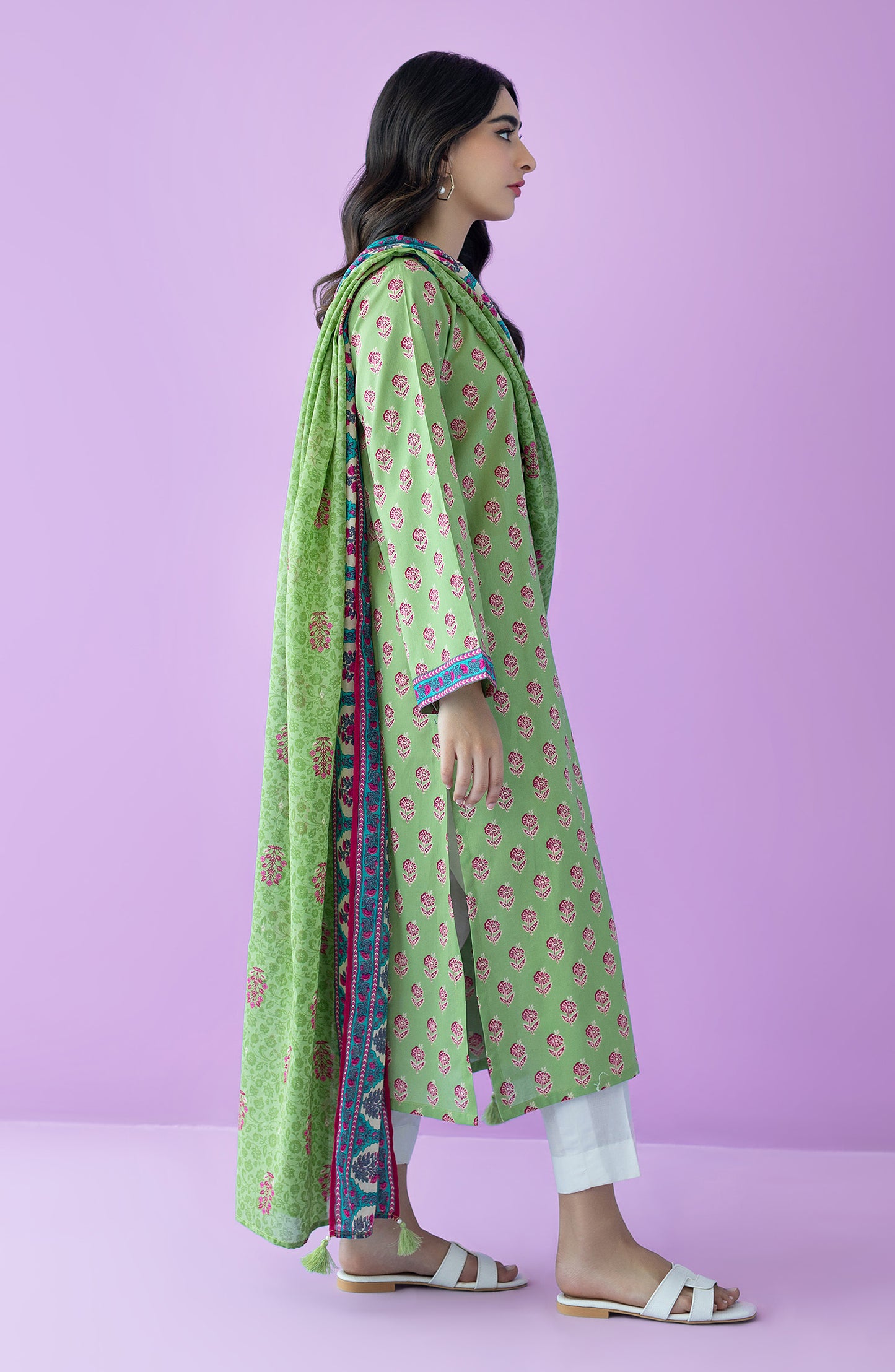NRDS-23-076/U L.GREEN LAWN  UNSTITCHED SHIRT DUPATTA