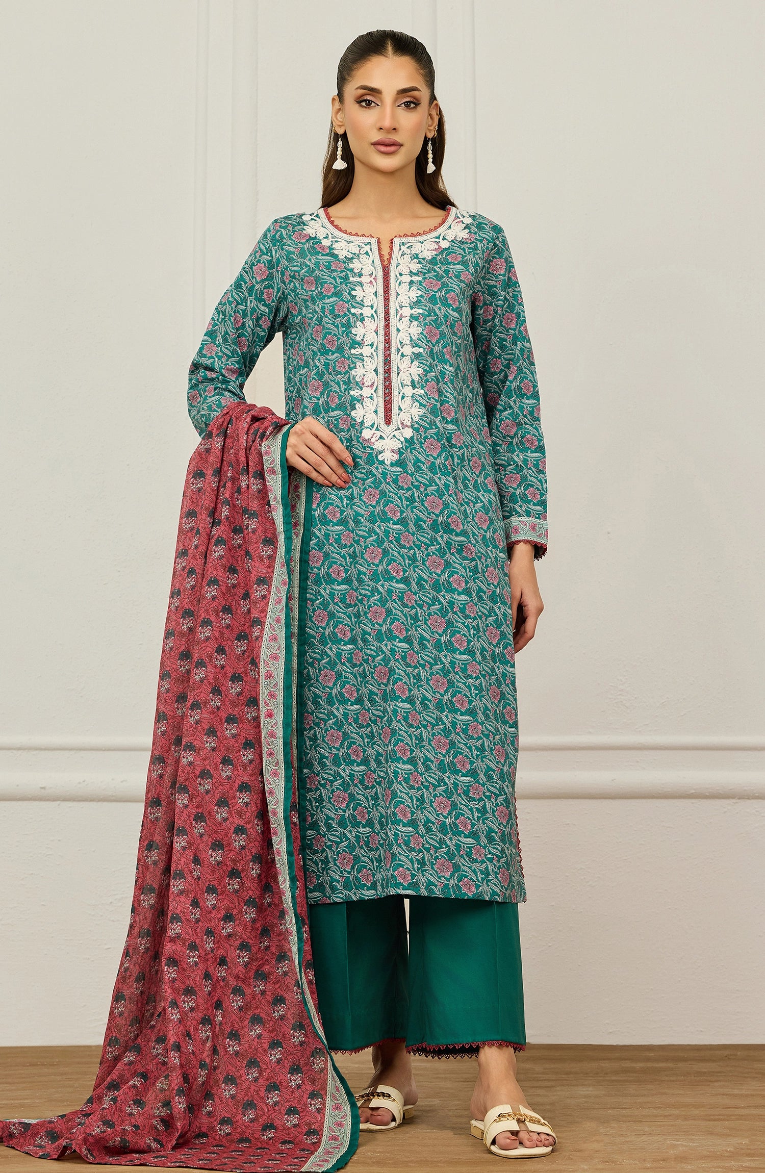 Unstitched | 3 Piece | Embroidered | Lawn Shirt | OTL-20925/U GREEN