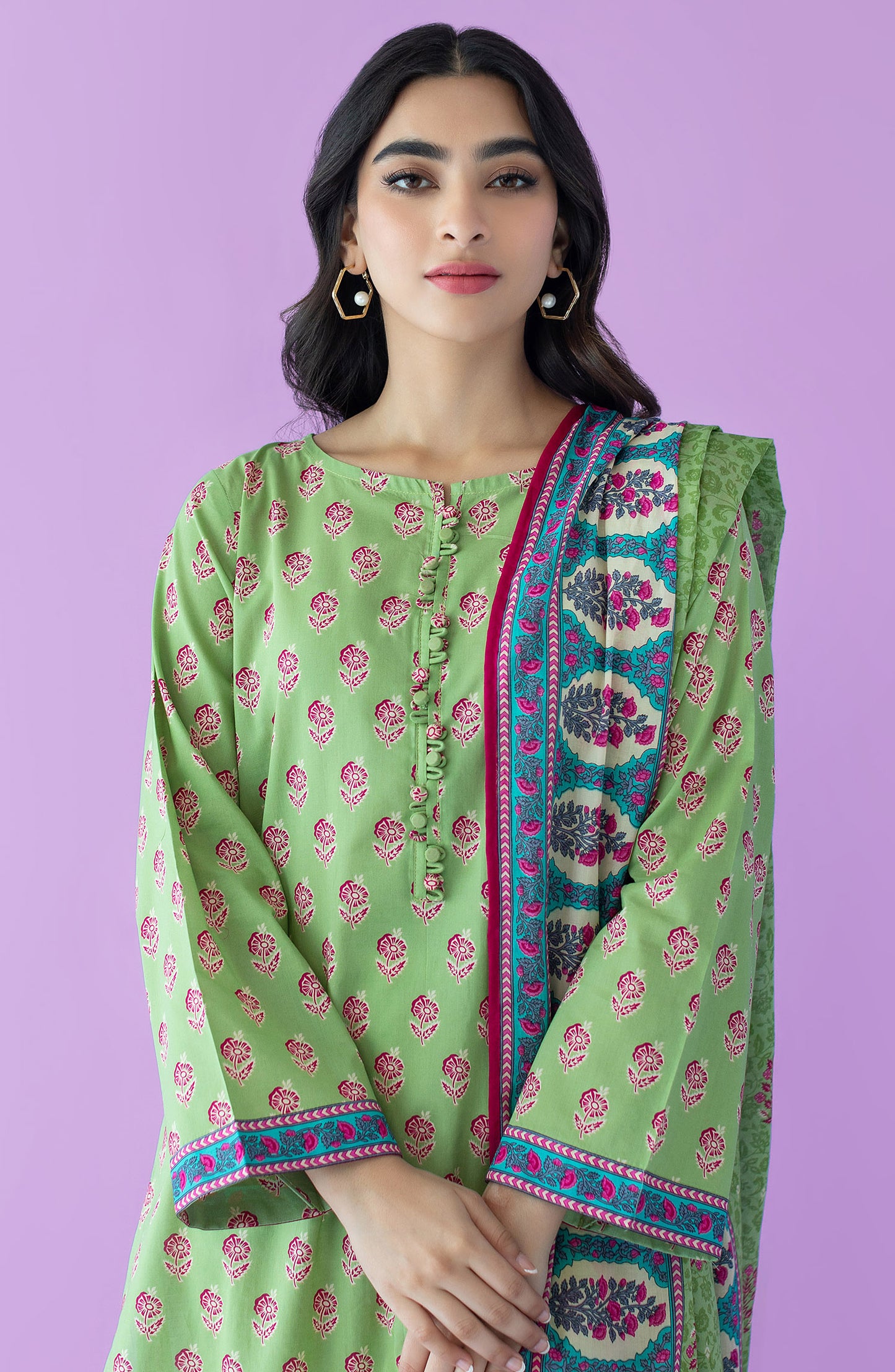NRDS-23-076/U L.GREEN LAWN  UNSTITCHED SHIRT DUPATTA