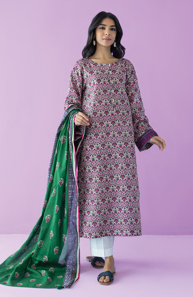 NRDS-23-078/U BEIGE LAWN  UNSTITCHED SHIRT DUPATTA