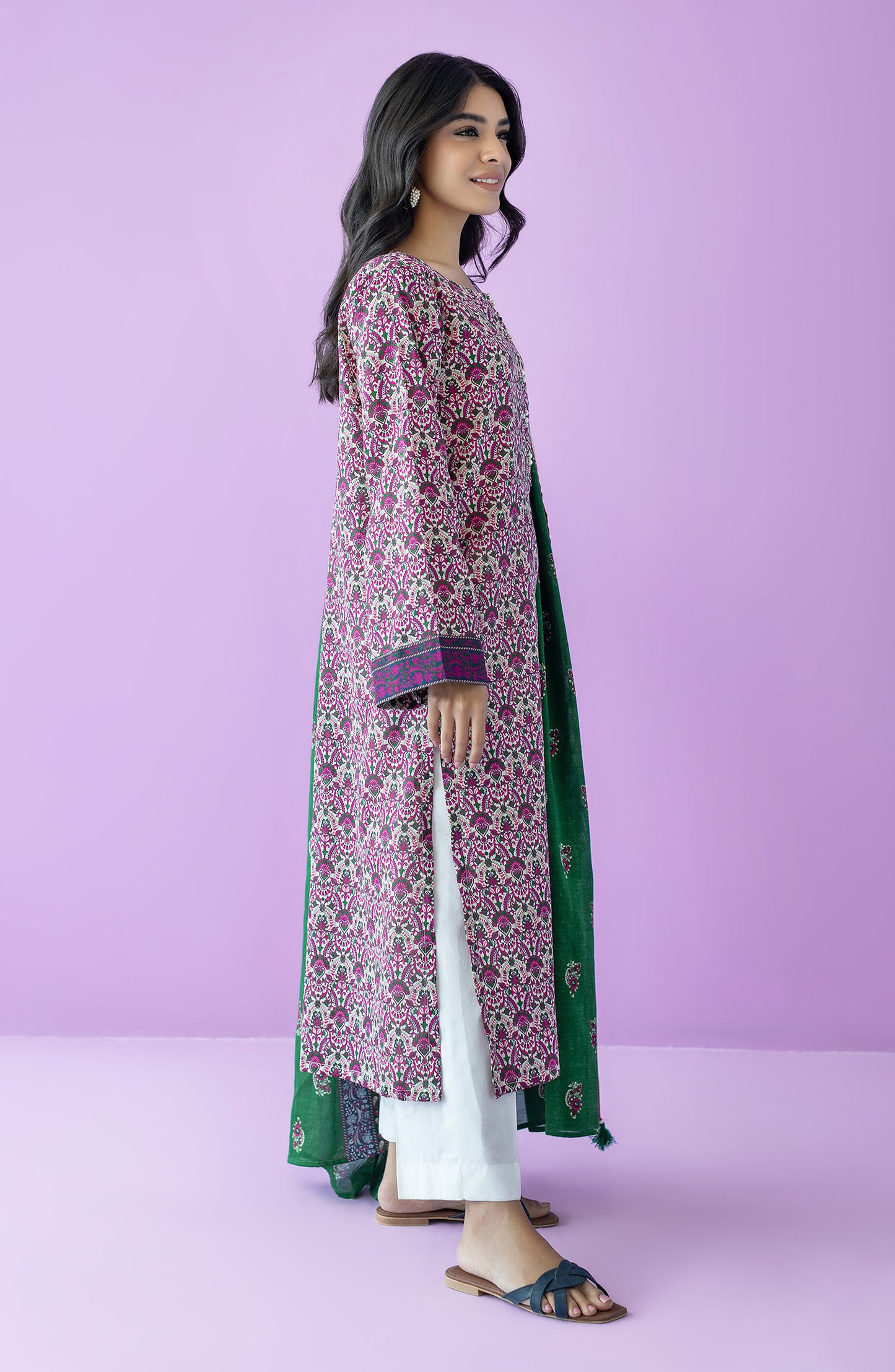 NRDS-23-078/U BEIGE LAWN  UNSTITCHED SHIRT DUPATTA