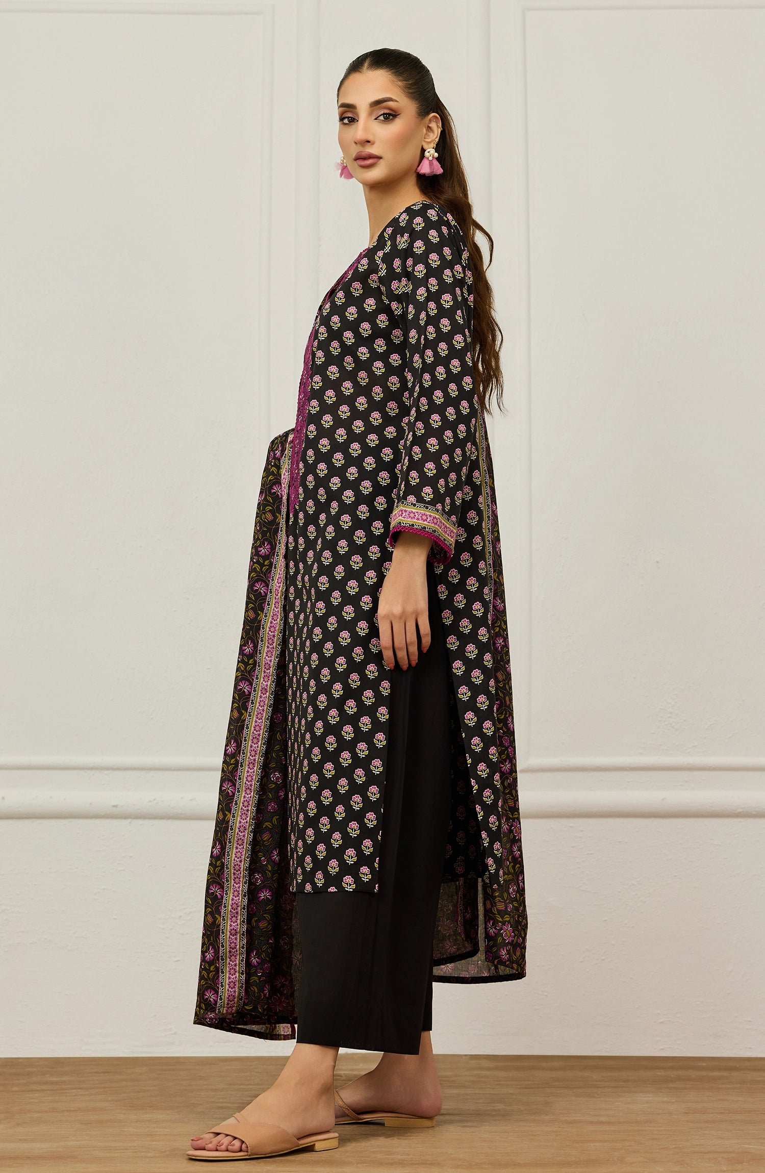 Unstitched | 3 Piece | Printed | Lawn Shirt | OTL-20905/U BLACK