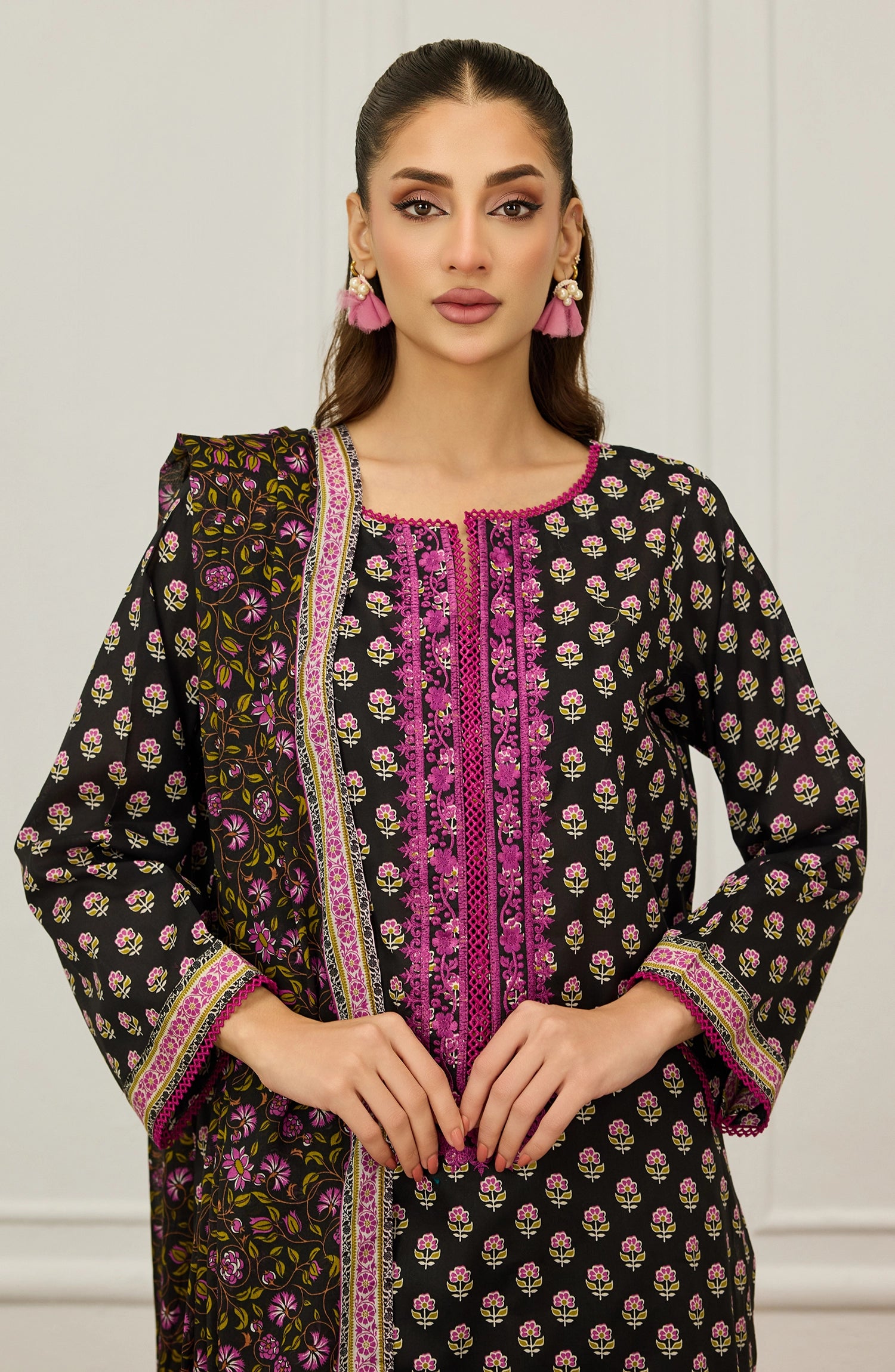 Unstitched | 3 Piece | Printed | Lawn Shirt | OTL-20905/U BLACK